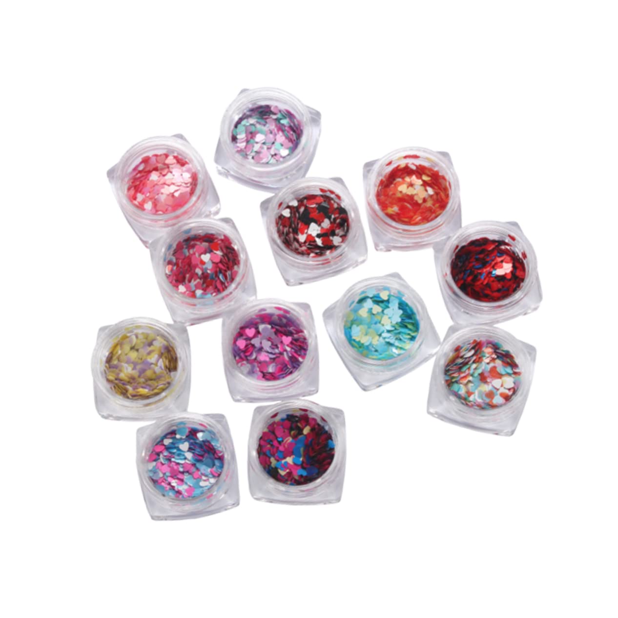 12pcs Minkissy Nail Art Stickers - Heart Shaped Sequins & Paillettes for Nail Decoration, DIY Manicure Accessories | Perfect for Parties, Weddings, and Salon Nail Art Designs
