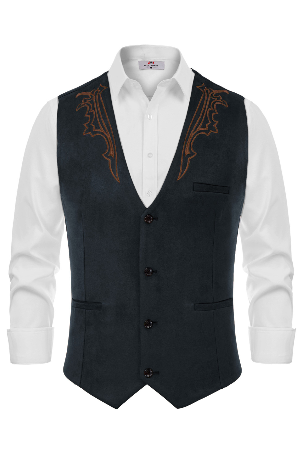 Men's Slim Fit Suede Leather Vest with Embroidery - Western Style Waistcoat for Casual Wear & Cowboy Costume
