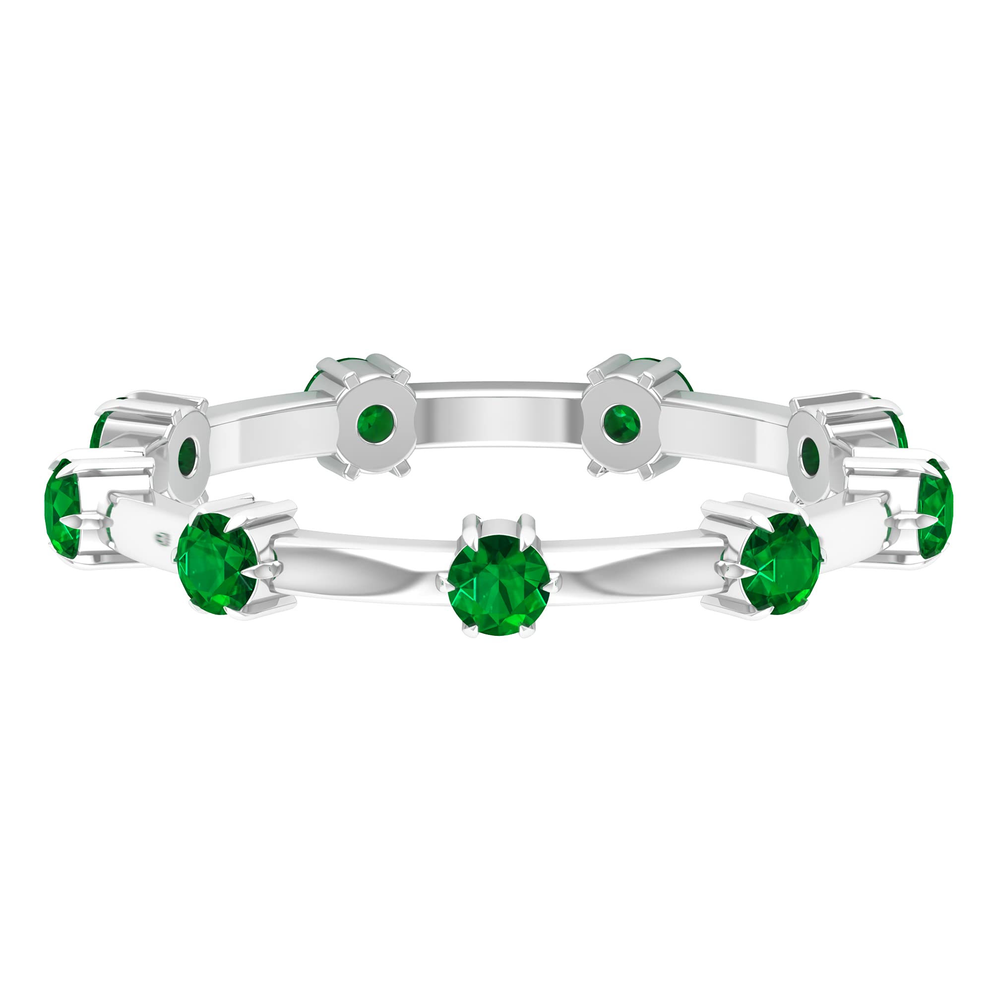 3/4 CT Emerald Band Ring for Women - 14K Solid Gold Minimalist May Birthstone Ring, Elegant Green Emerald Jewelry for Everyday Wear & Special Occasions