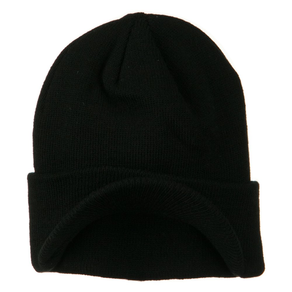 Stylish Cuff Knitted Beanie with Visor Bill - Winter Warm Hat for Men & Women - Perfect for Outdoor Activities, Skiing, and Casual Wear