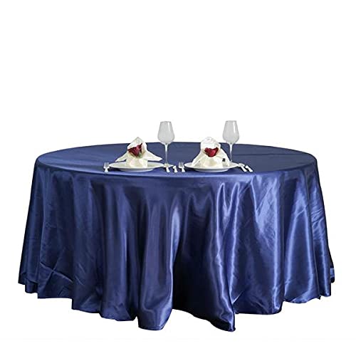 BalsaCircle 108-Inch Navy Blue Round Satin Tablecloth - Elegant Wedding, Party, Catering, Kitchen, Dining Event Table Cover for Home & Commercial Use