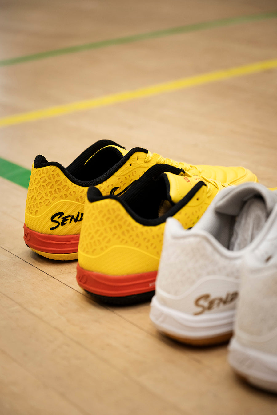 Senda Athletics USHUAIA Pro 2.0 Futsal Soccer Shoes for Men - Lightweight Indoor Football Cleats with Non-Marking Sole (Yellow) - Perfect for Futsal Courts, Gym Floors & Indoor Soccer Training