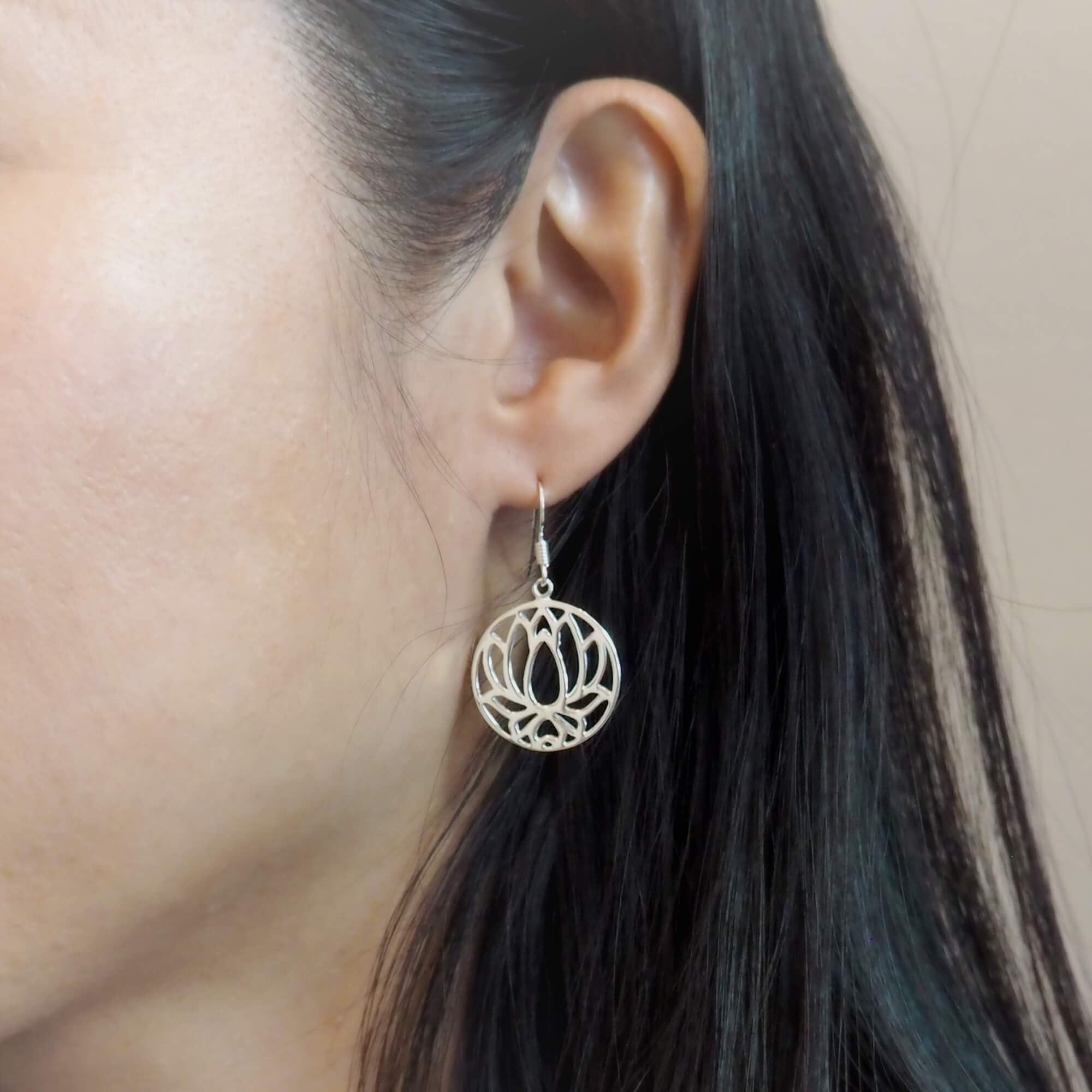 925 Sterling Silver Lotus Flower Dangle Earrings for Women - Elegant Boho Jewelry for Party, Wedding & Everyday Wear