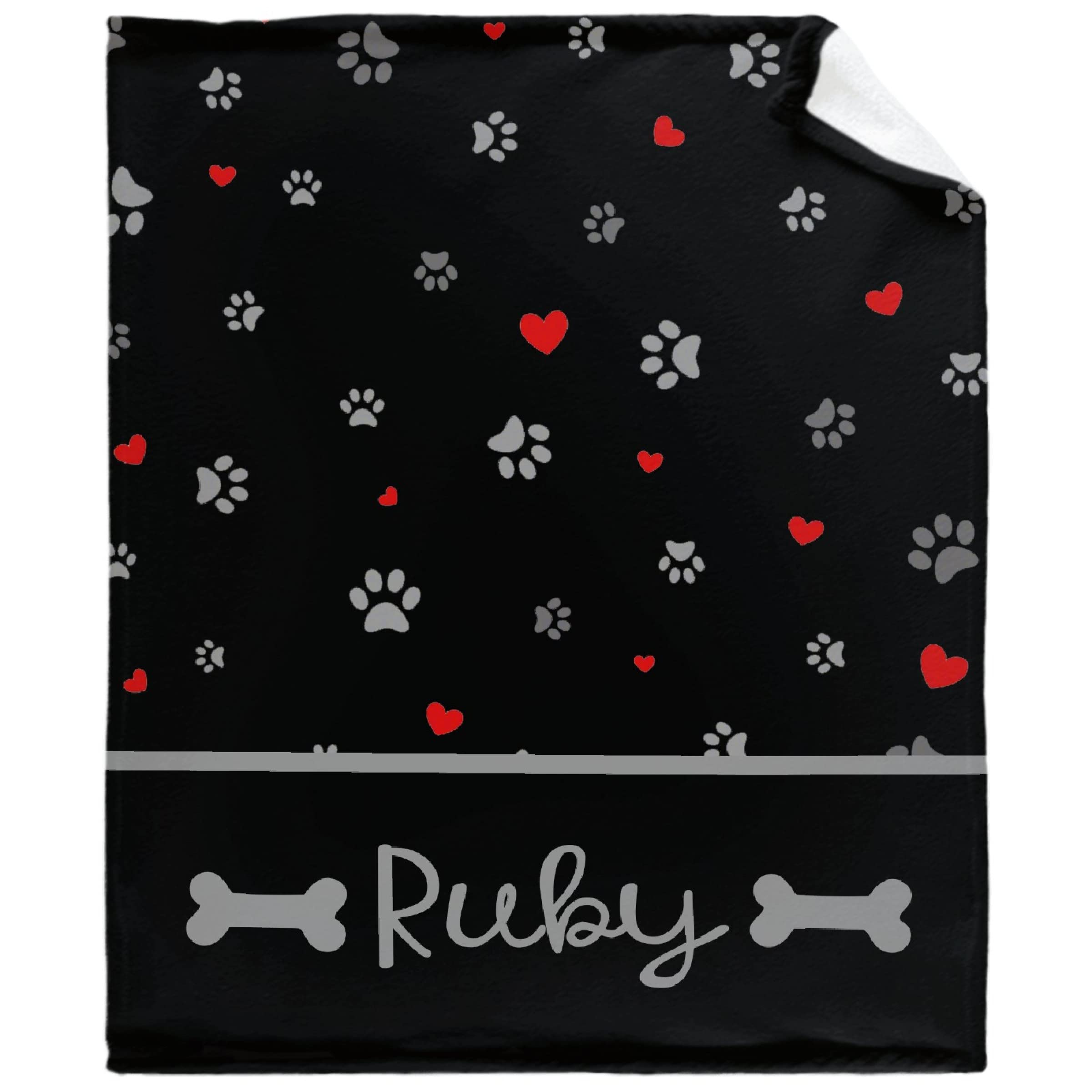 Custom Photo Fleece Blanket - Personalized Dog Blanket with Paw Prints, Name & Heart Design - 30x40 Inch Soft Throw for Kids, Adults, Pets - Perfect Birthday, Christmas Gift for Family & Couples - Cozy Gift for Home Decor, Nursery, Couch & Bed