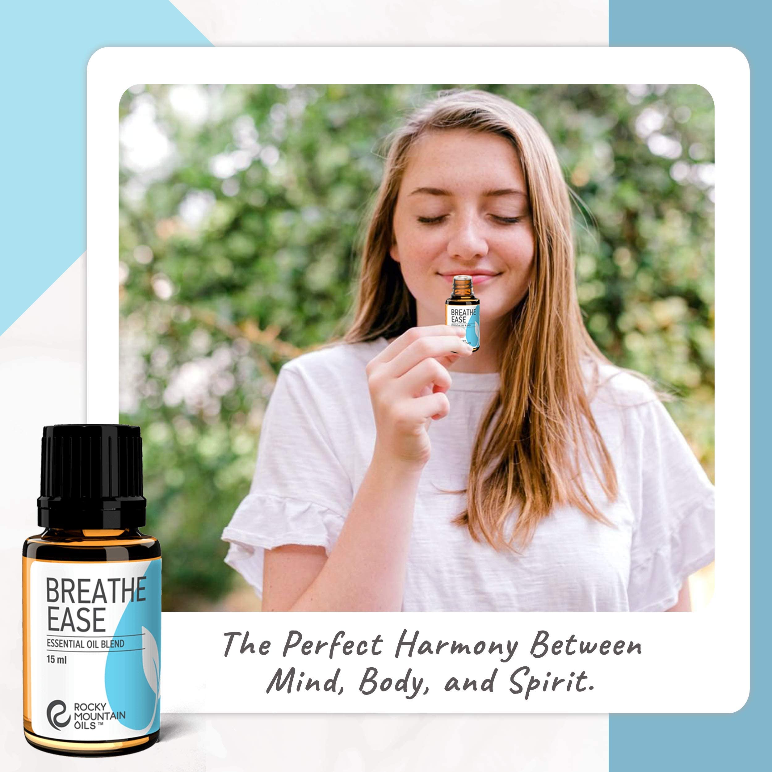 Rocky Mountain Oils Breathe Ease Essential Oil Blend - 100% Pure Aromatherapy Oil for Diffusers, Massage & Home Use - Promotes Relaxation & Respiratory Relief - 15ml Bottle - Perfect for Stress Relief, Yoga & Bedtime Aromatherapy