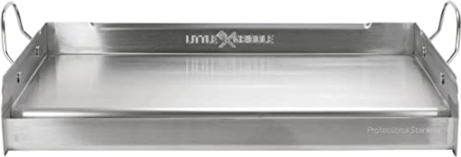 Premium 100% Stainless Steel Griddle with Even Heat Distribution - Removable Handles & Cross Bracing - Perfect for Outdoor Cooking, Camping, BBQ Grilling & Tailgate Parties
