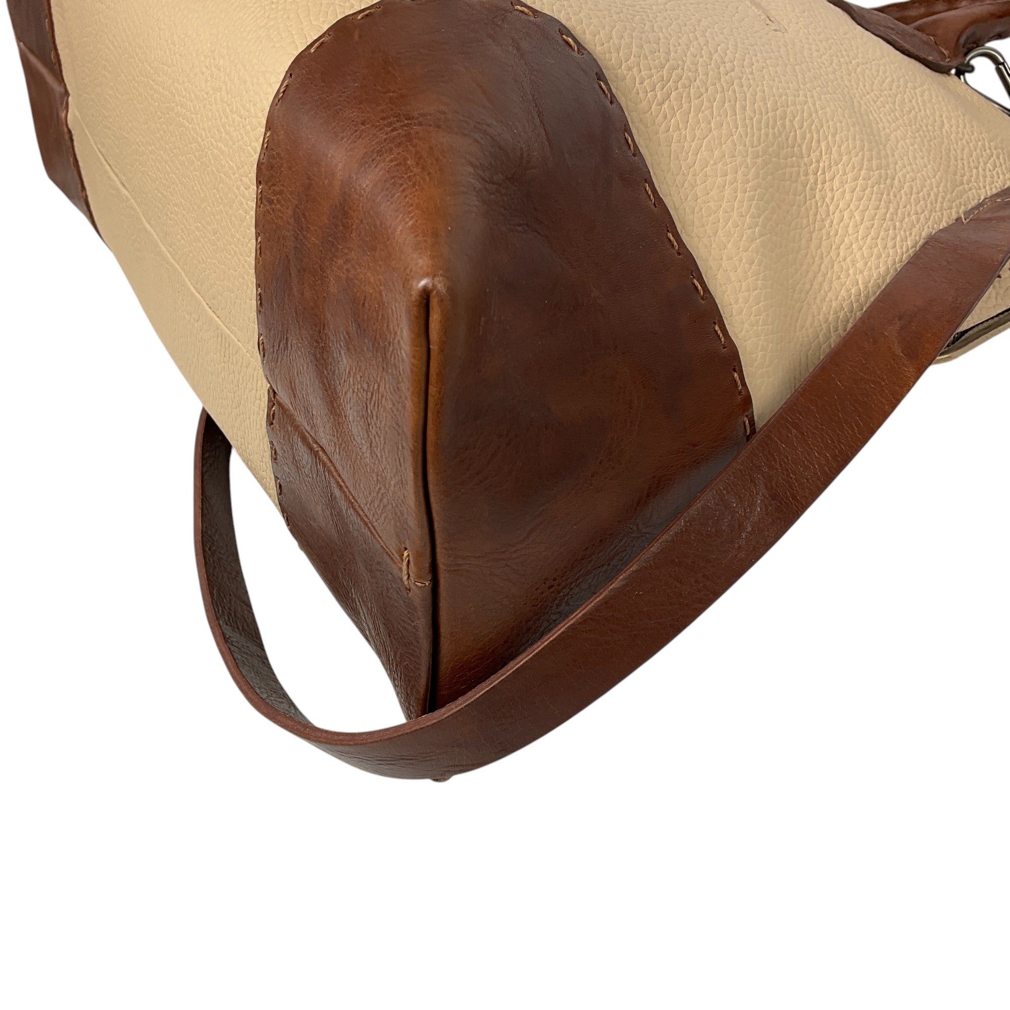 Henry Beguelin XL Leather Fungo Handbag in Beige & Brown - Stylish Crossbody Purse for Women, Perfect for Work, Travel & Everyday Use