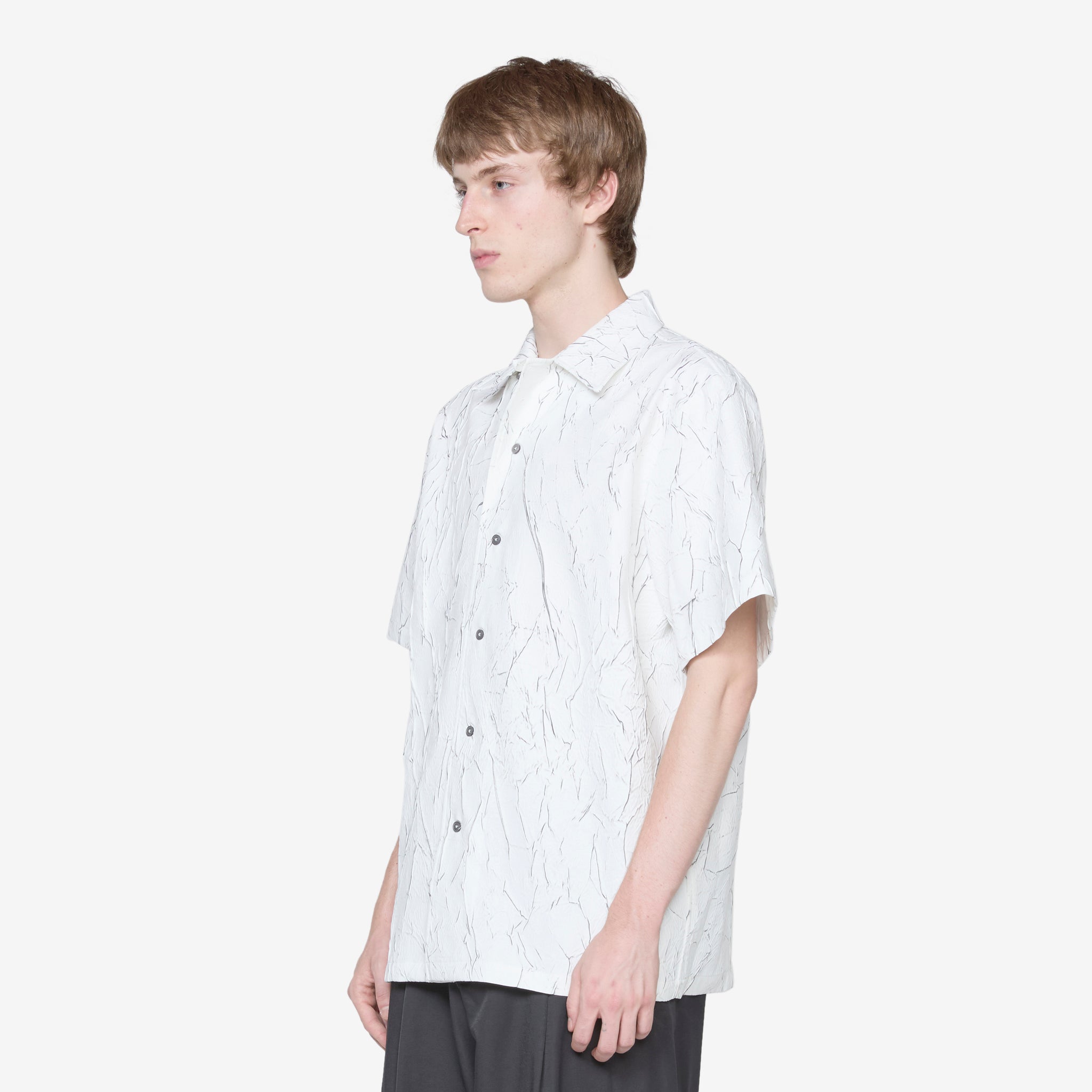 Wrinkle Bowling Short Sleeve Shirt for Men - Breathable White Cotton Polo for Casual Wear & Bowling League