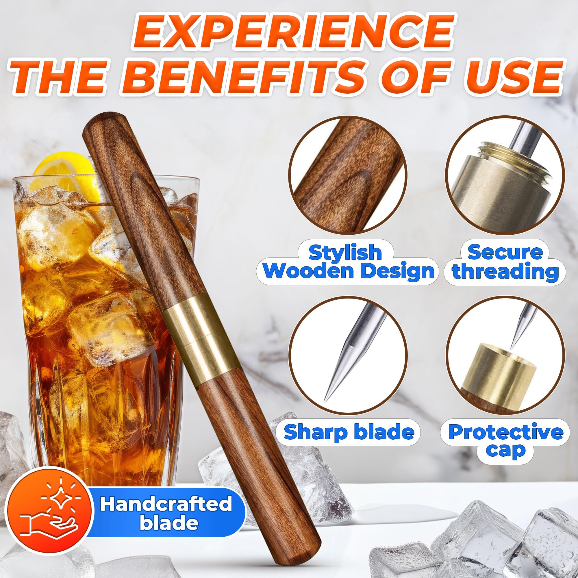 3Pcs Stainless Steel Ice Pick Set - Durable Home Bar & Kitchen Tools for Breaking Ice - Perfect for Bartending, Camping, Countertop & Outdoor Use