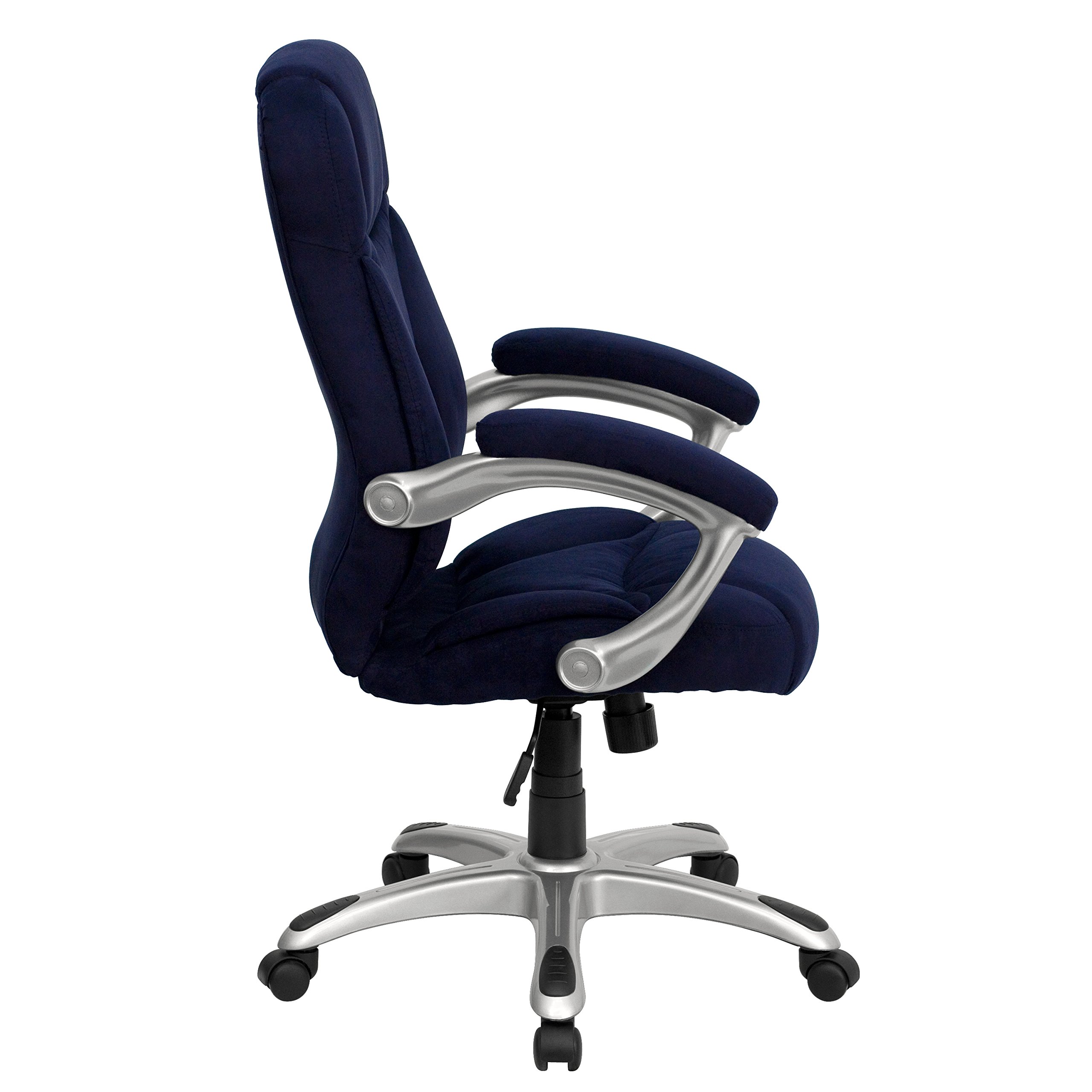 Premium High Back Navy Blue Microfiber Executive Office Chair - Ergonomic Swivel Chair with Adjustable Arms for Home & Business Workspaces - Perfect for Long Hours of Comfortable Sitting in Office, Study or Gaming Setup