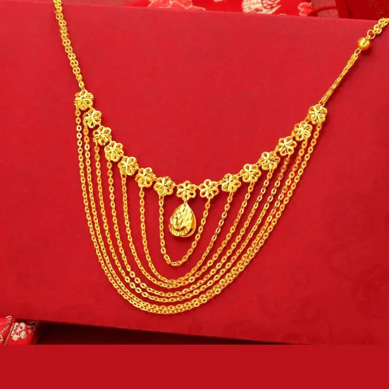 24K Pure Gold Necklace Real AU 999 Solid Gold Chain for Women - Elegant Classic Trendy Fine Jewelry for Party, Wedding & Special Occasions - Luxury Gift Idea 2023