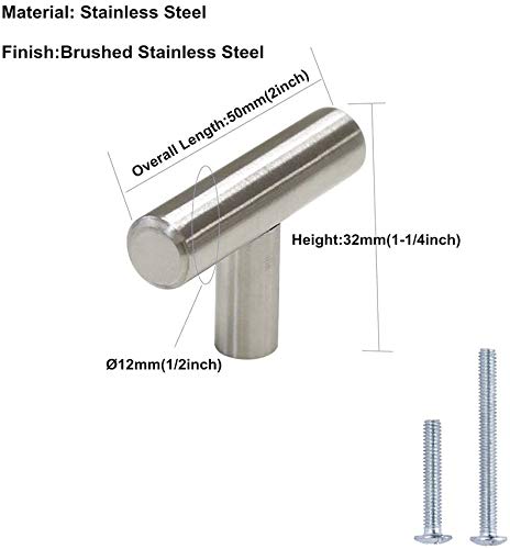 200 Pack Brushed Nickel Cabinet Knobs - Homdiy T Knobs for Kitchen Cabinet Doors & Drawers - Perfect for Home Renovation and DIY Furniture Upgrades