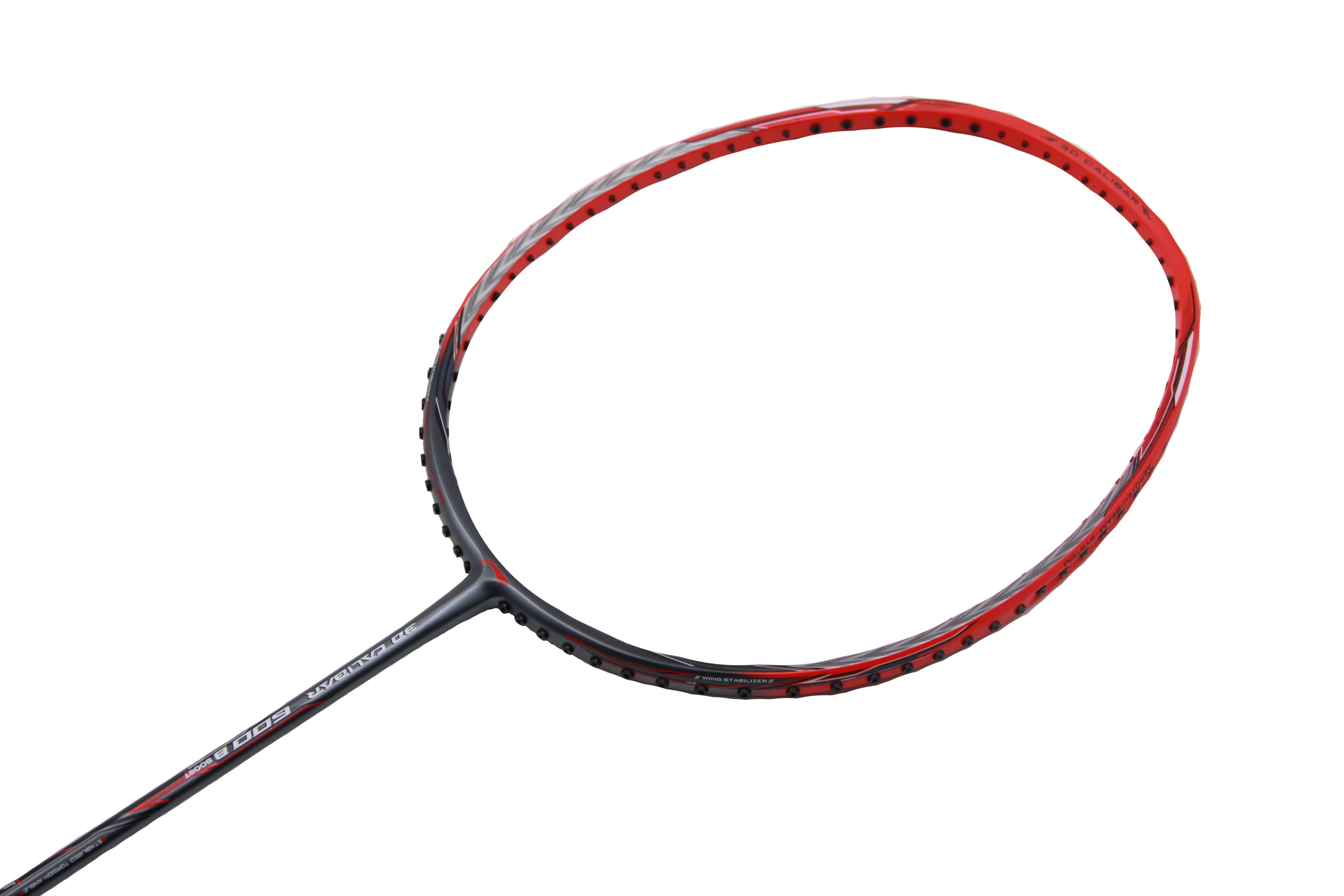 Li Ning 3D Calibar 600B Professional Badminton Racket - Red/Grey (AYPT387-3) | Lightweight Carbon Fiber Shuttlecock Racket for Competitive Play & Training