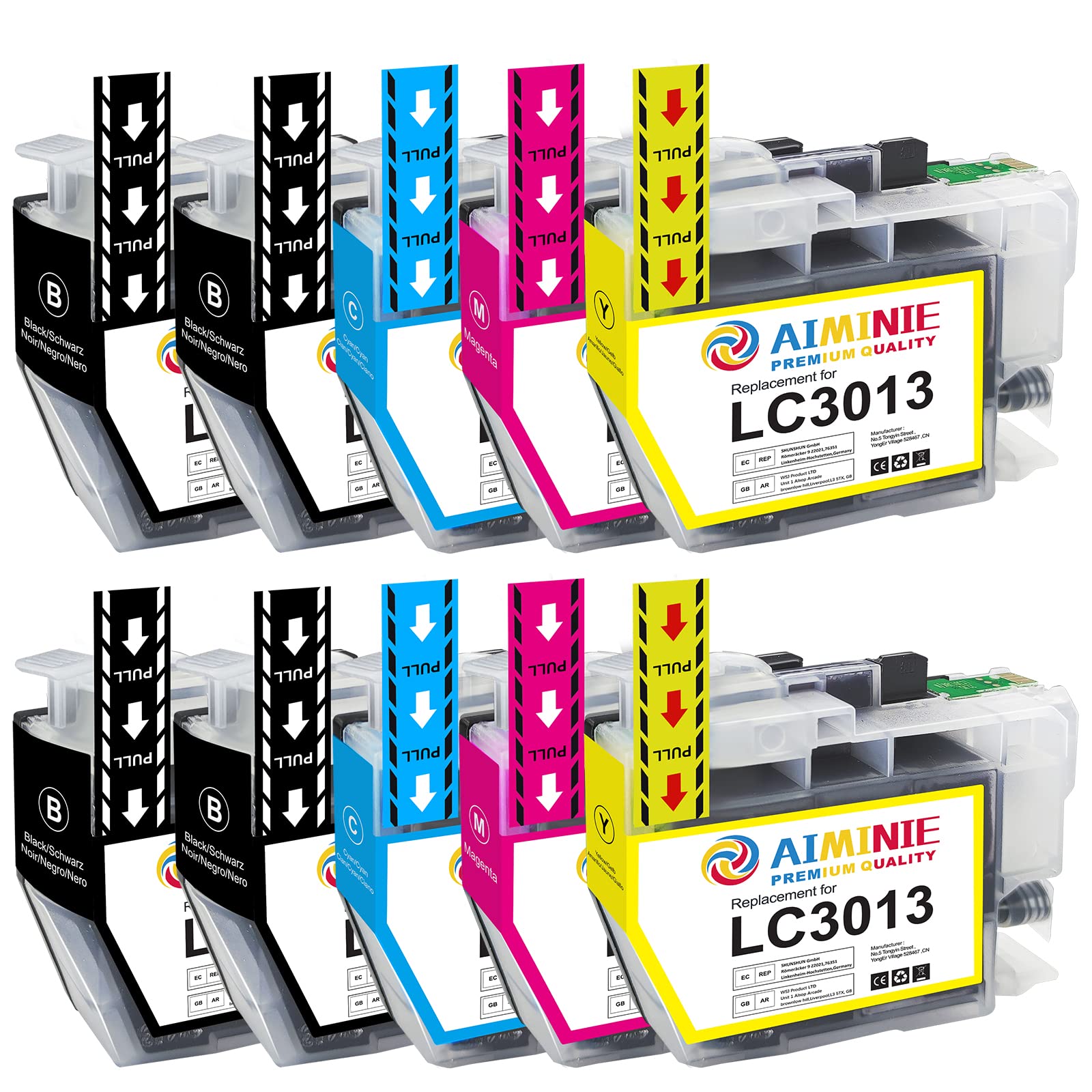 AIMINIE LC3013 Ink Cartridge for Brother Printers (10PK) - Home & Office Use