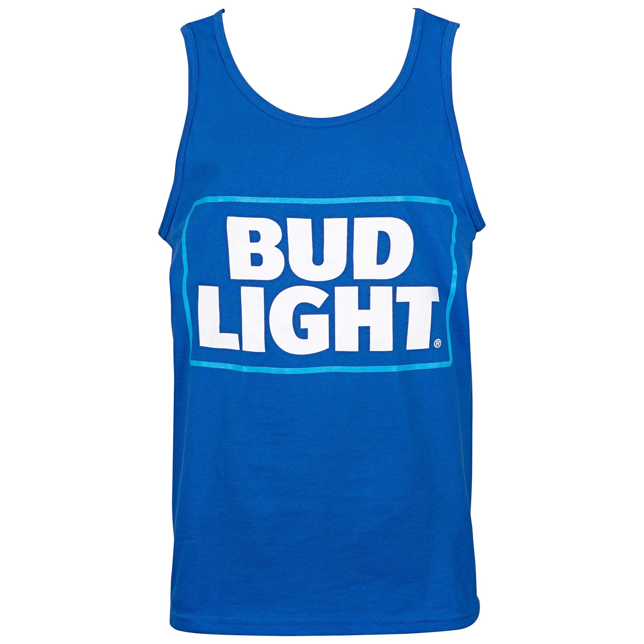 Bud Light Box Logo Men's Blue Tank Top - Breathable Cotton Sleeveless Shirt for Summer, Gym & Casual Wear