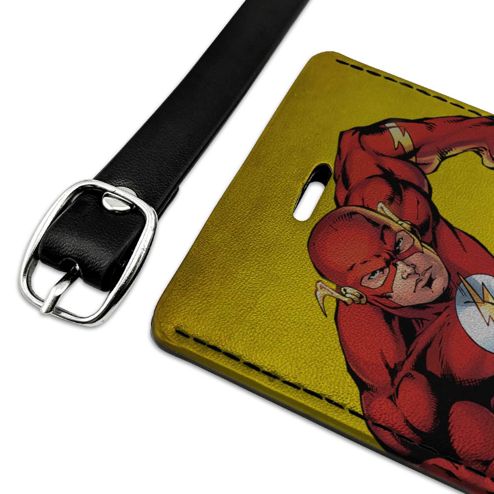 The Flash Superhero Rectangle Leather Luggage Tag - Personalized Suitcase ID Tag for Carry-On Bags - Perfect for Travel, Cosplay & DC Comics Fans