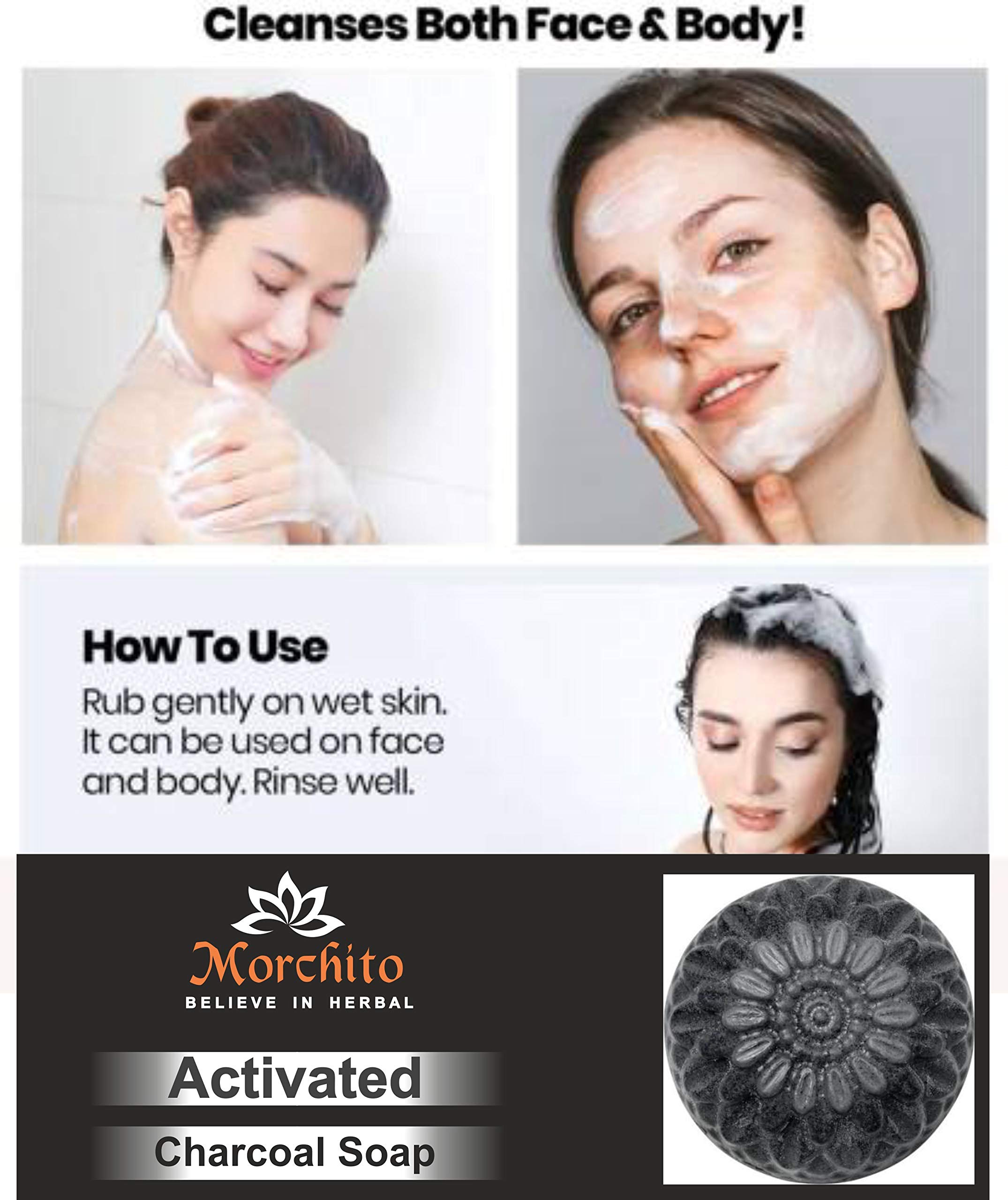 Mahalaxmi Activated Charcoal Soap for Skin Whitening, Acne & Blackhead Treatment - 2x100g Pack | Deep Cleansing & Detoxifying Face & Body Soap for Women - Perfect for Daily Skincare Routine & Acne-Prone Skin