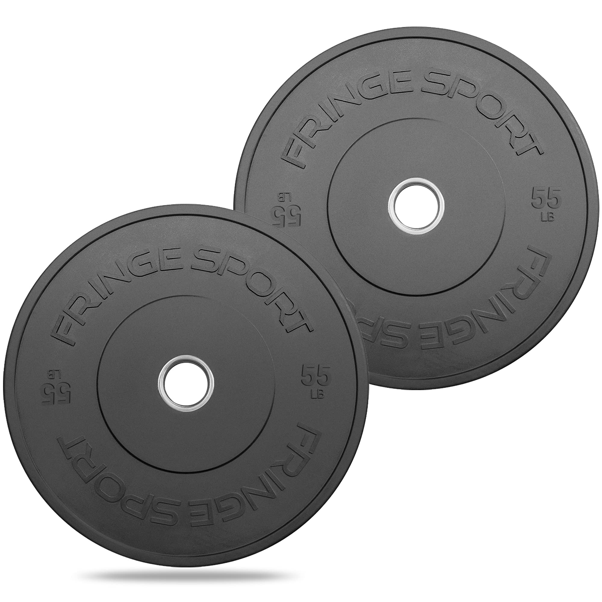 Fringe Sport MILSPEC Bumper Plates Pair - 10lb to 55lb Black Rubber Olympic Weight Plates for 2