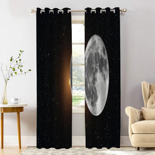 Starry Sky Moon Milky Way Grey