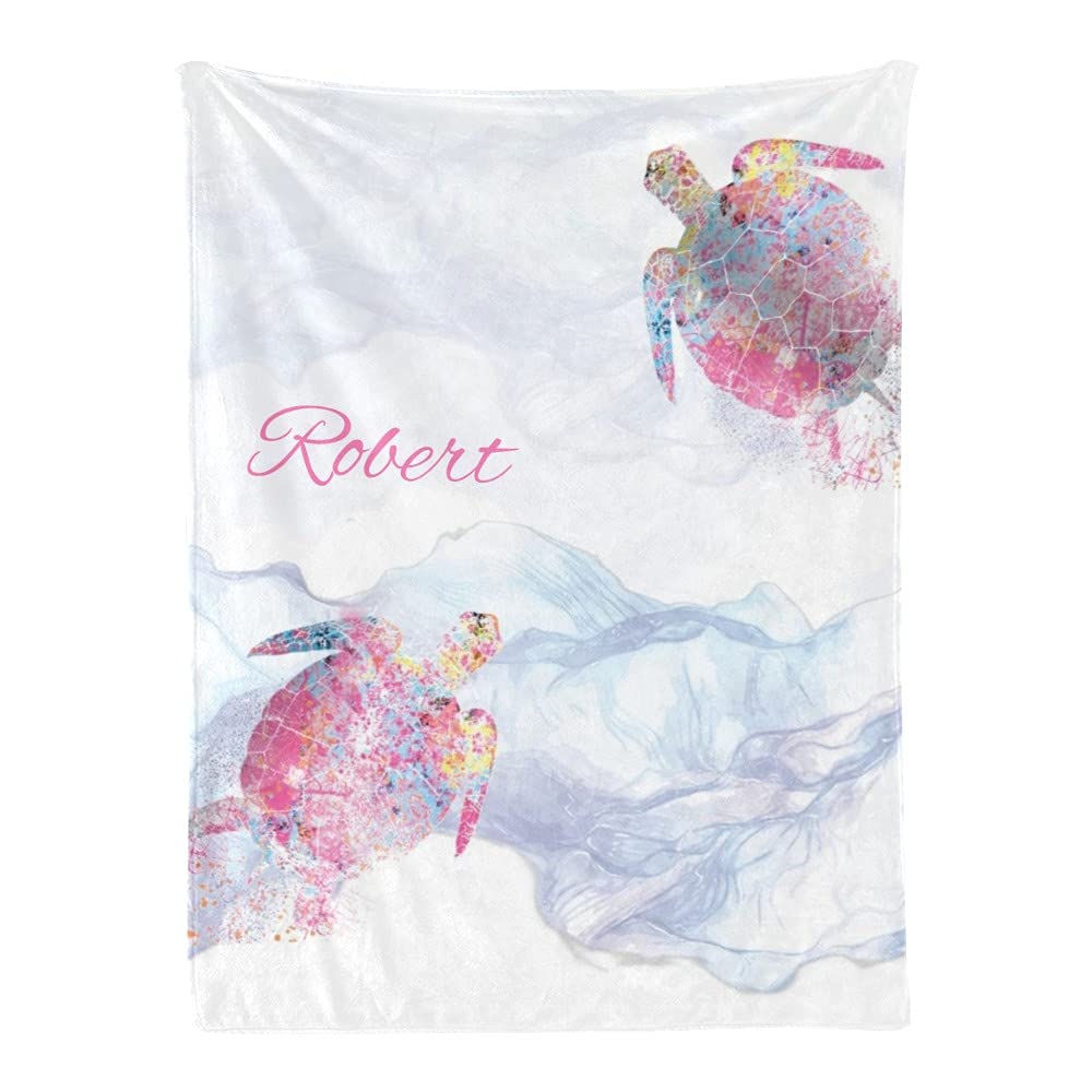 Custom Personalized Watercolor Sea Turtle Baby Blanket - Super Soft Fleece Nursery Blanket for Boys & Girls (30x40 Inches) | Perfect for Baby Showers, Birthdays & Nursery Decor