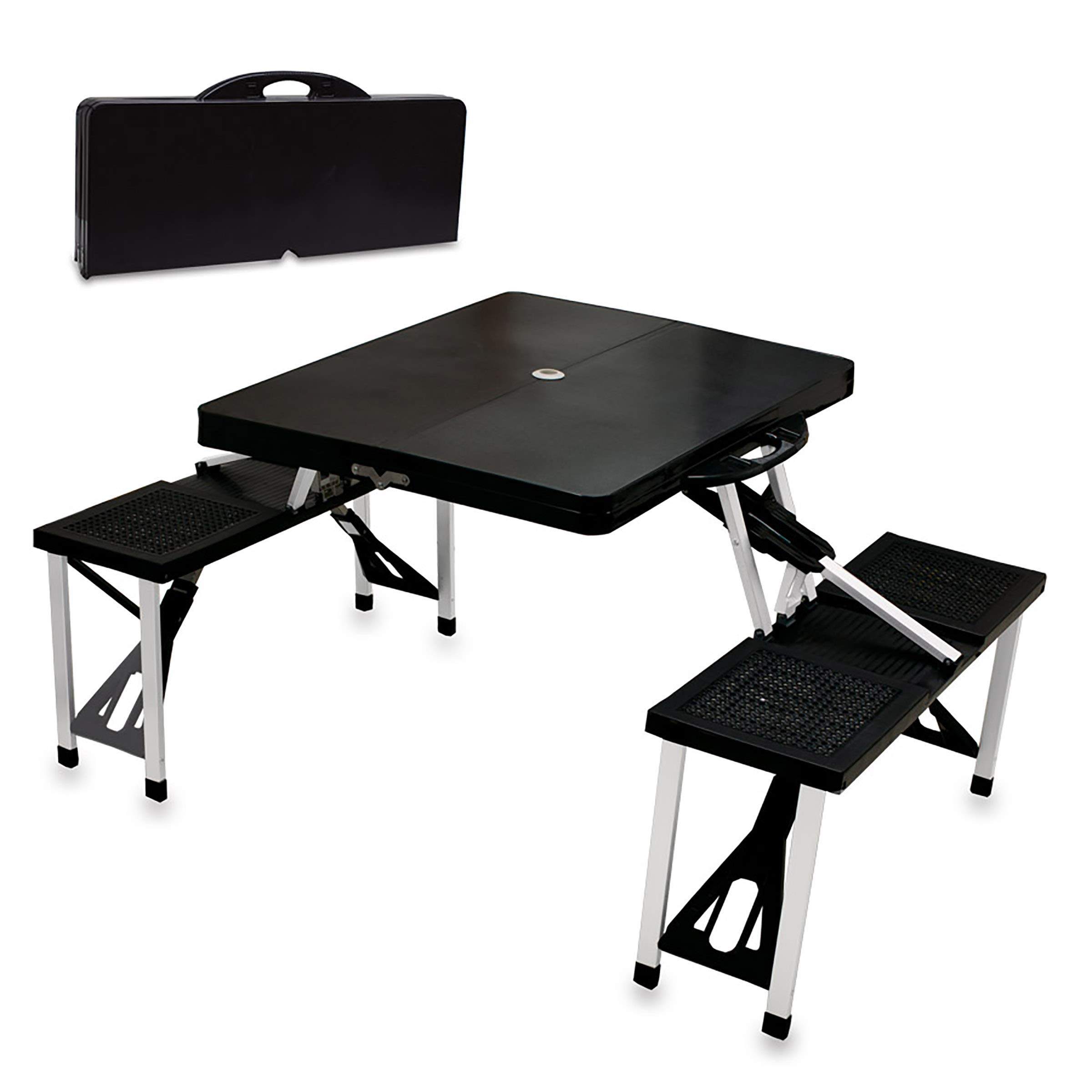 PICNIC TIME Portable Folding Picnic Table with Umbrella Hole - Lightweight Camping Table for Outdoor, Beach, Backyard & Tailgating Parties - Compact Foldable Design for Easy Storage & Transport