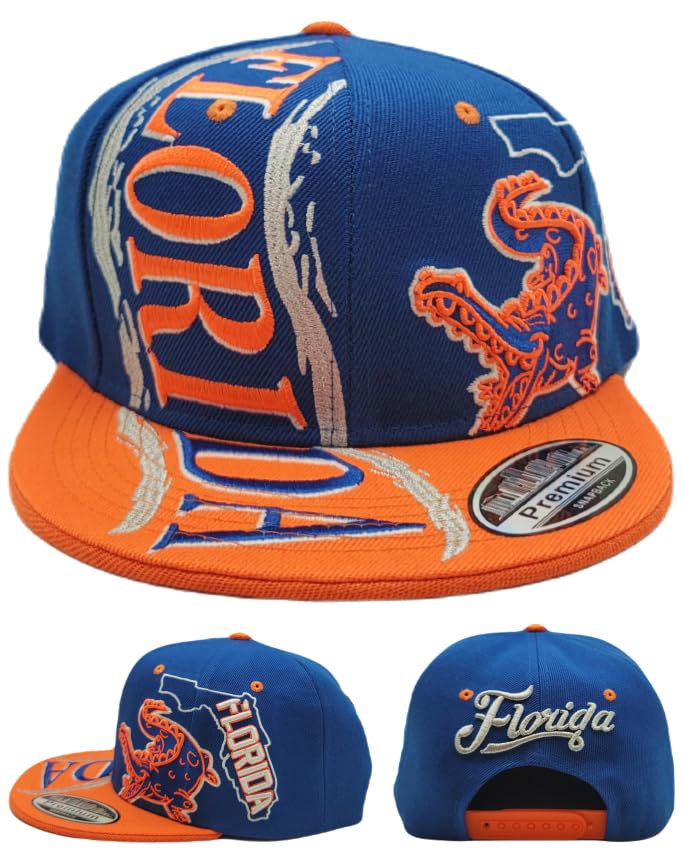 Premium Florida Gators Snapback Hat - Adjustable One Size Fits Most, Blue & Orange Embroidered Logo - Perfect for Game Day, Tailgating & Fan Apparel