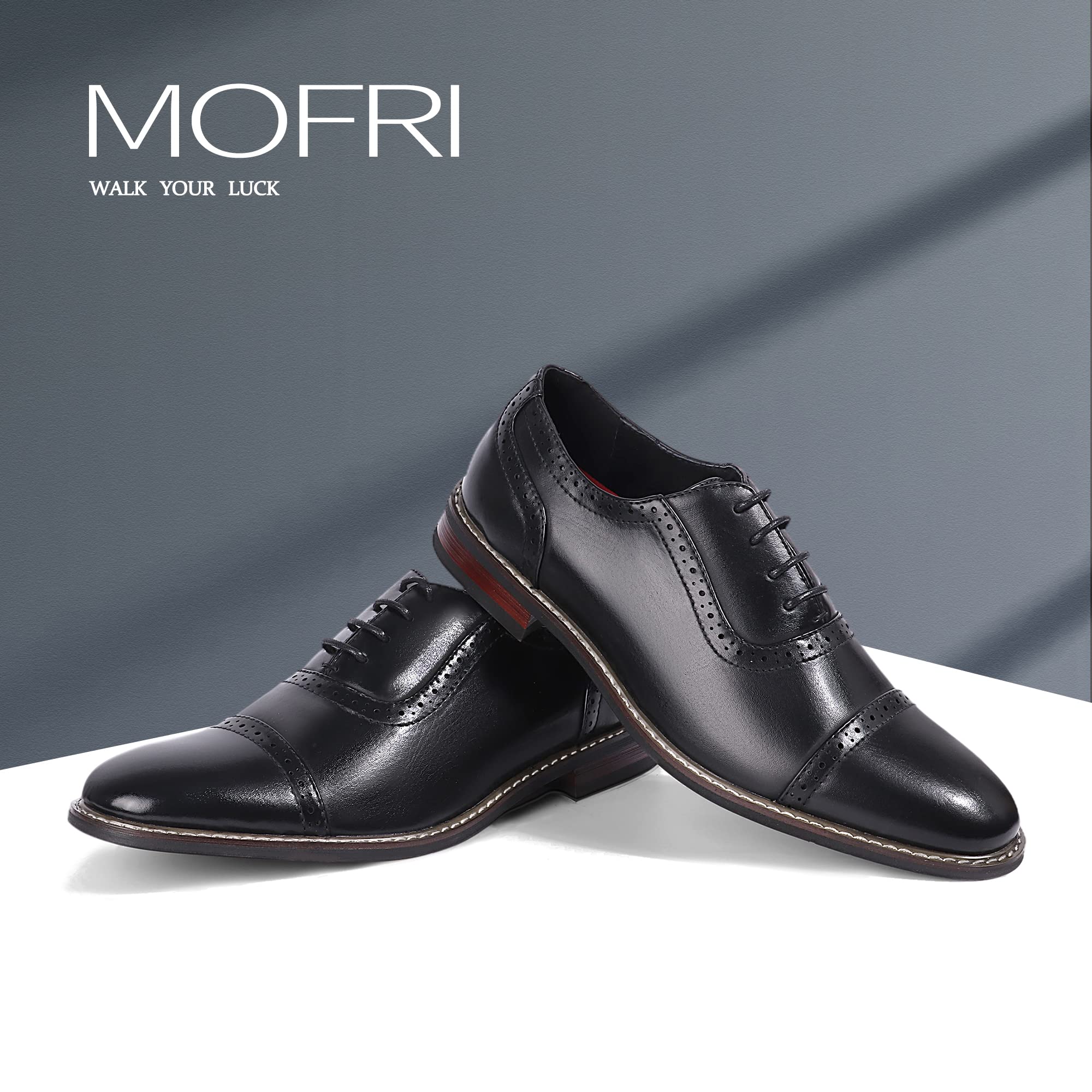 Premium Mofri Men's Dress Shoes - Formal Cap Toe Oxford Business Shoes for Men | Comfortable & Stylish | Perfect for Weddings, Office & Formal Events