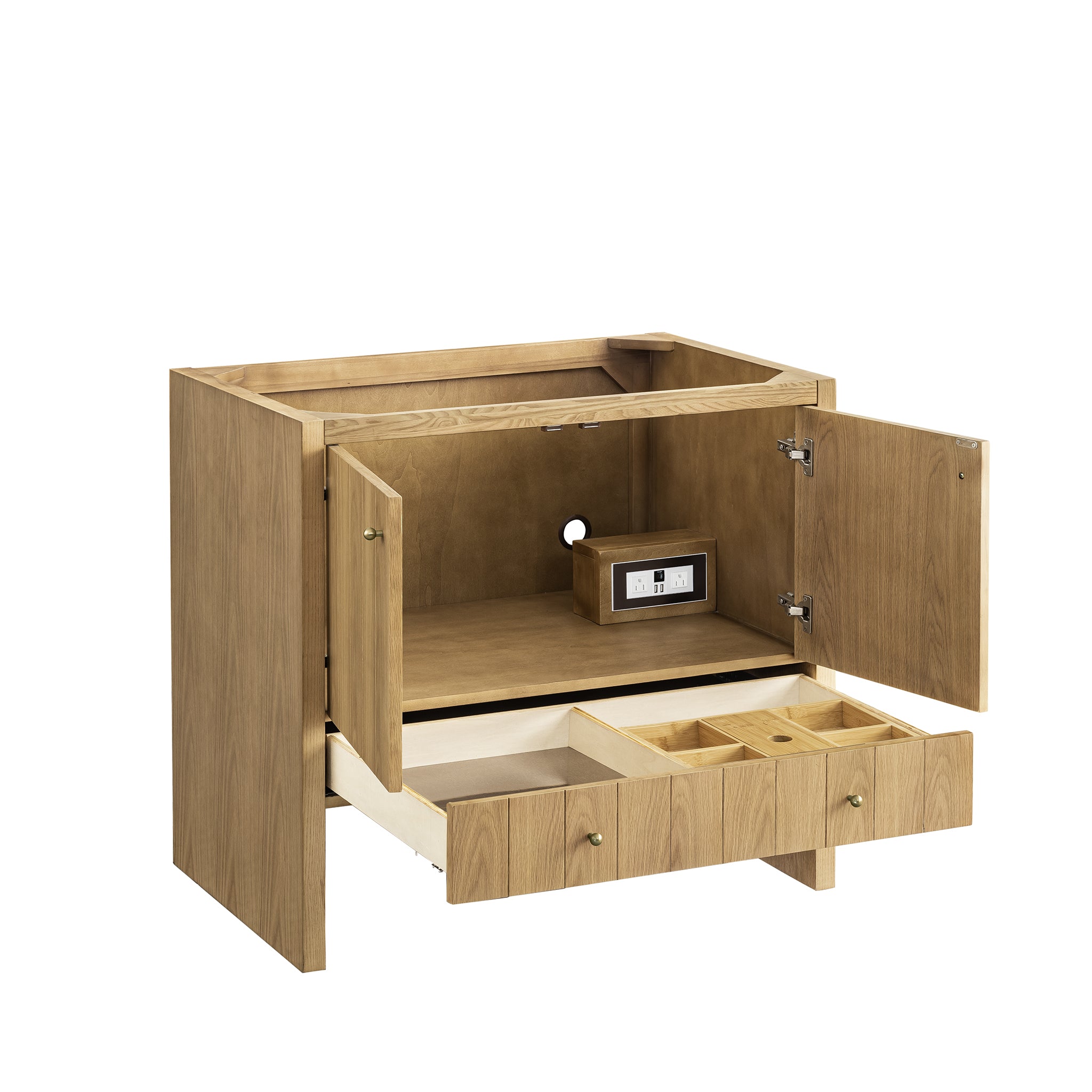 Hudson 36 Inch Single Bathroom Vanity in Light Natural Oak - Modern Farmhouse Style for Small Bathrooms & Powder Rooms