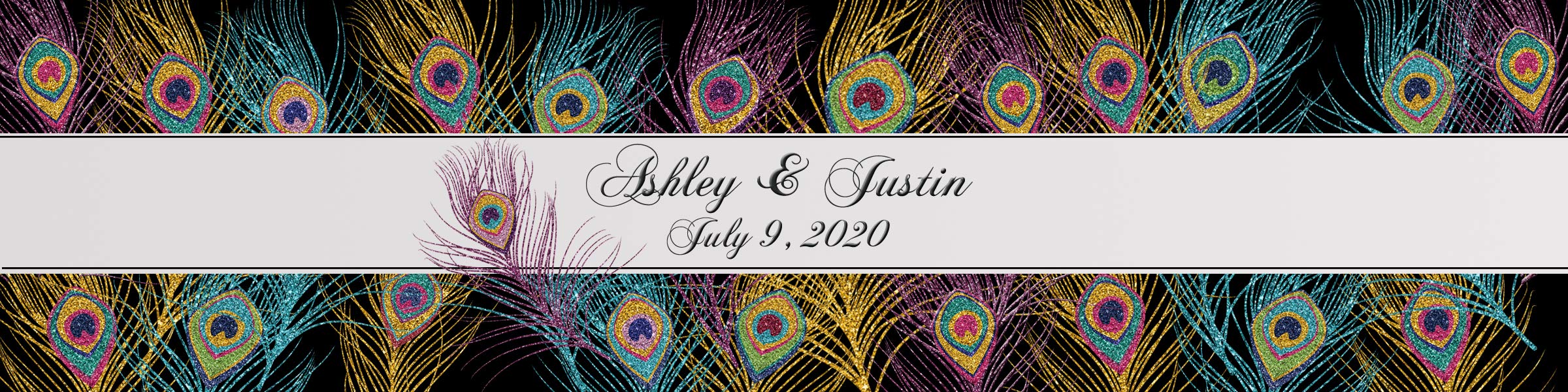 Black Peacock Feather Water Bottle Labels for Weddings & Parties