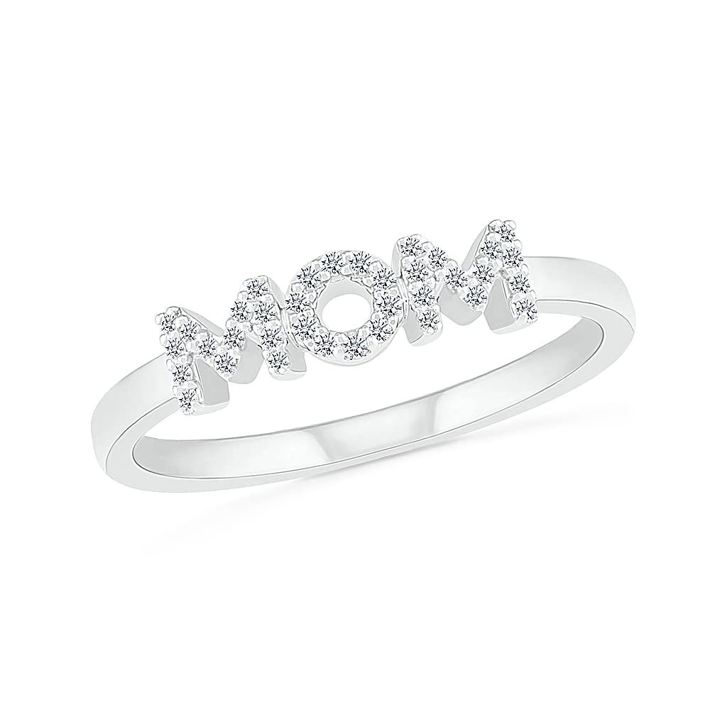 10kt Gold Round White Diamond Ring for Women - 1/10 cttw Mother's Day Gift, Anniversary Present, Wedding Band - Perfect for Everyday Wear & Special Occasions