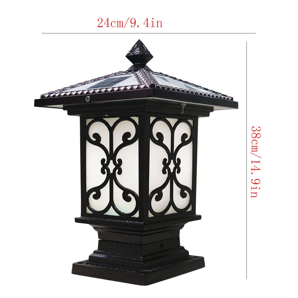 Solar Post Lantern Light - Waterproof Outdoor LED Square Fence Lamp for Garden, Courtyard, Porch & Terrace | European Style Solar Powered Decorative Pillar Lighting for Gates, Pathways & Landscape Accents