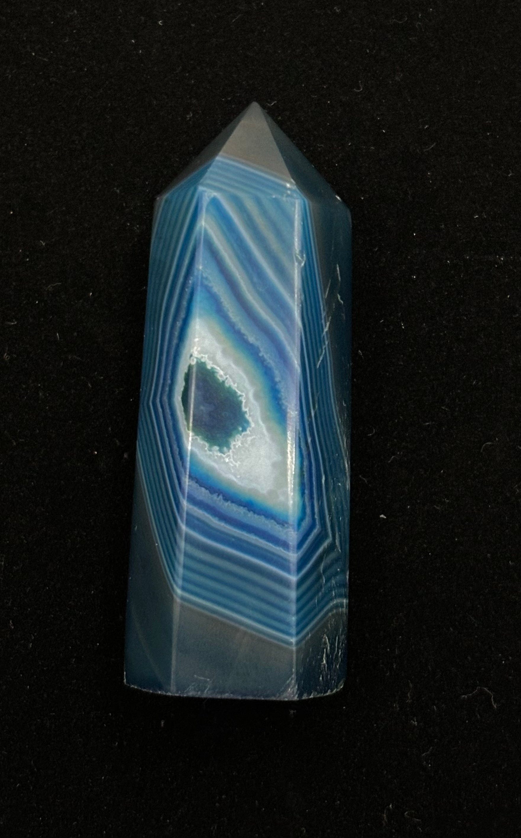 Natural Blue Dyed Agate Crystal Tower - Healing Stone for Meditation, Reiki, Feng Shui & Home Decor