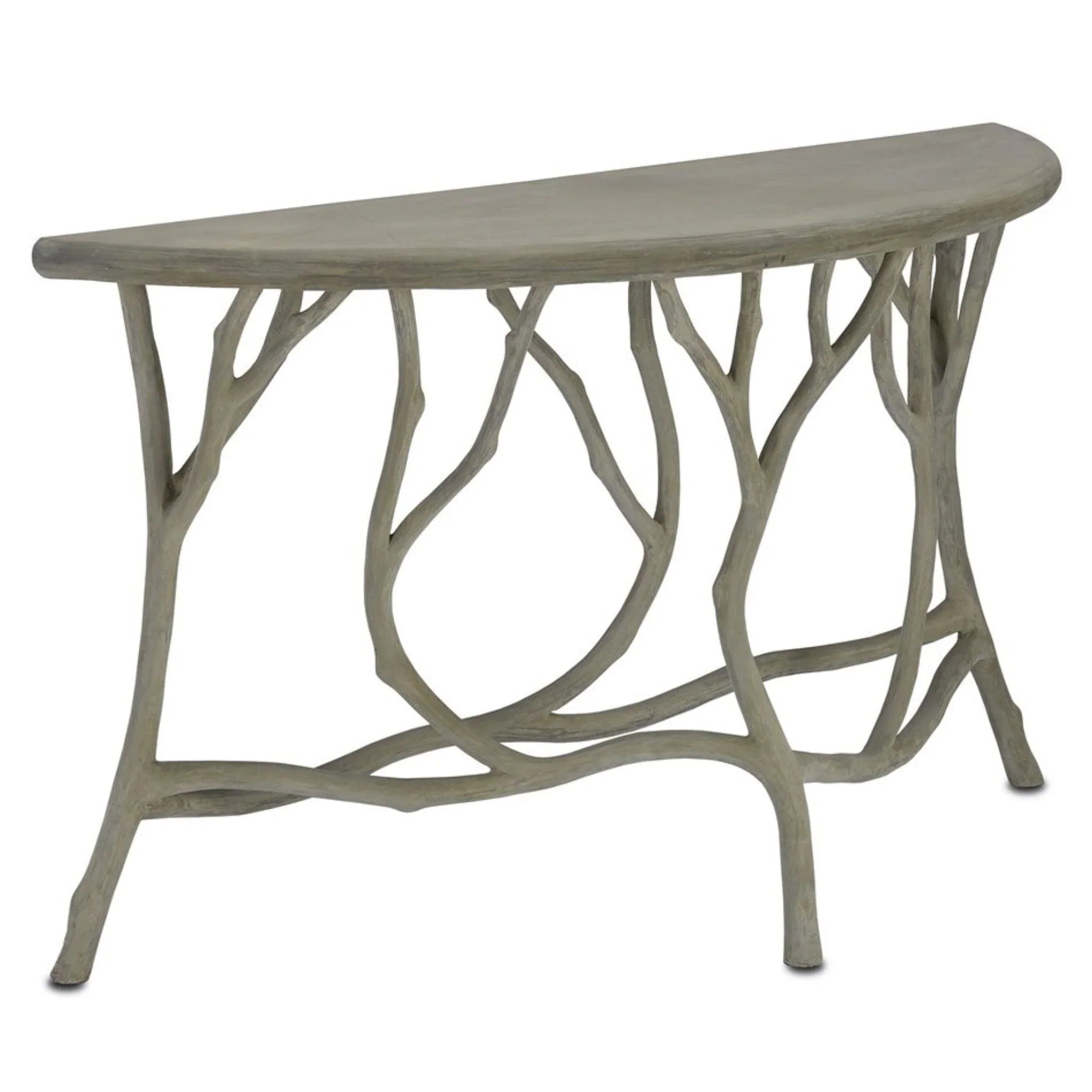 Modern Concrete Half Round Table - Indoor/Outdoor Durable Dining or Side Table for Patio, Garden, and Living Room Decor