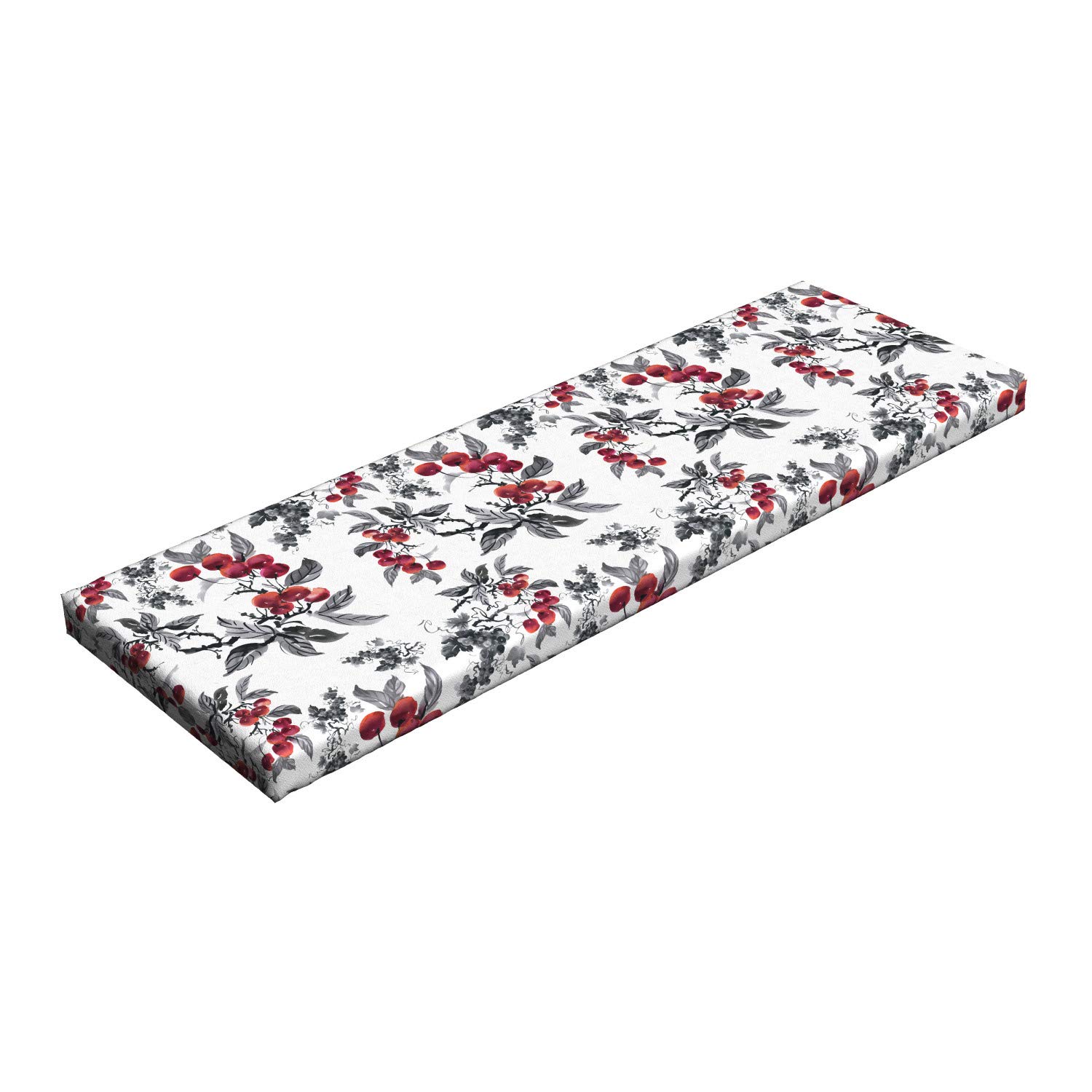 Ambesonne Rowan Bench Cushion - Watercolor Mountain Ash Plants & Forest Foliage Design - 45