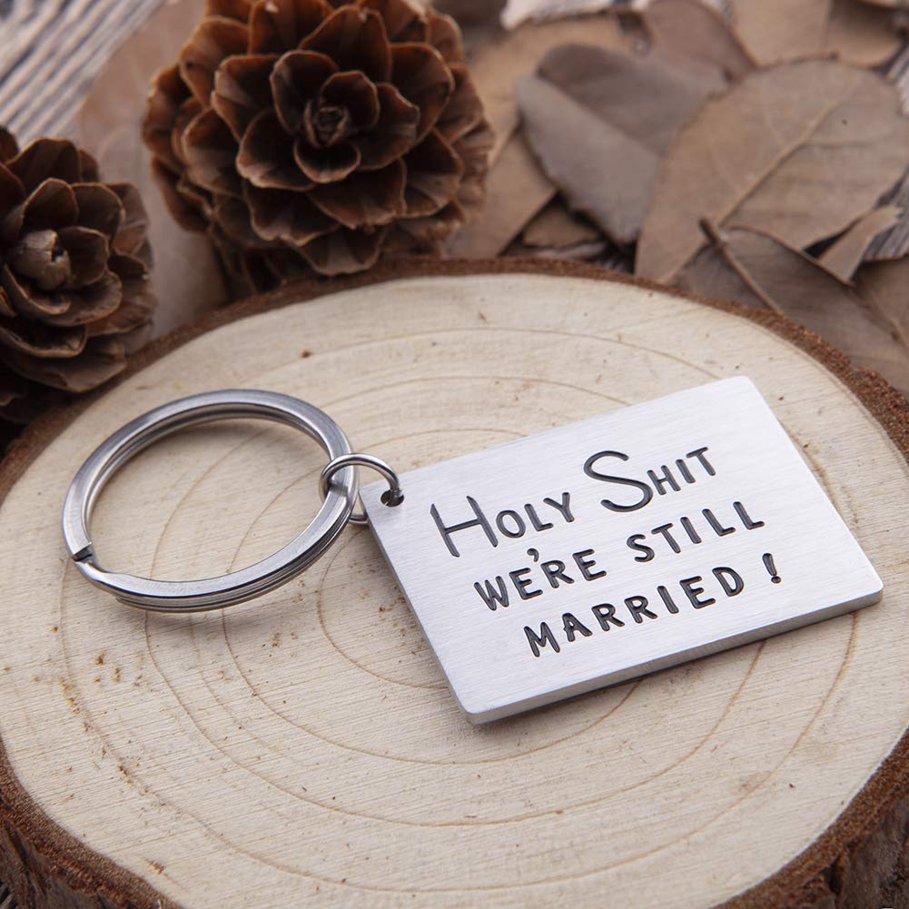 Funny Anniversary Keychain Gift Set for Couples - Personalized Husband Wife Valentine's Day, Birthday & Wedding Gifts (5th, 10th, 20th Year) - Cute Romantic Gag Keychain for Him & Her - Perfect for Anniversaries, Date Nights & Special Occasions