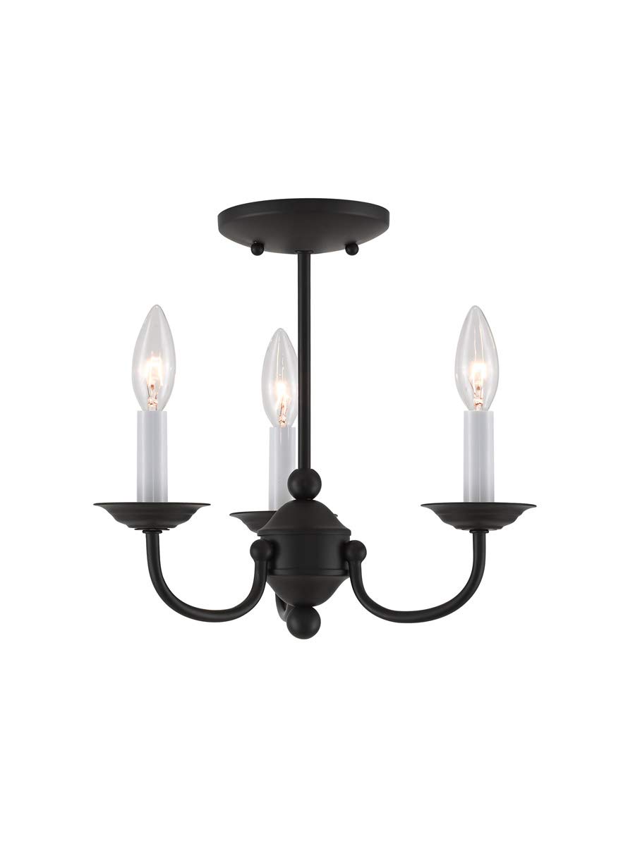 Livex Lighting 4153-04 3-Light Black Mini Chandelier for Dining Room & Bedroom - 14 Inch Height x 14 Inch Width Modern Ceiling Fixture with Clear Glass Shades - Perfect for Small Spaces, Apartments and Farmhouse Decor