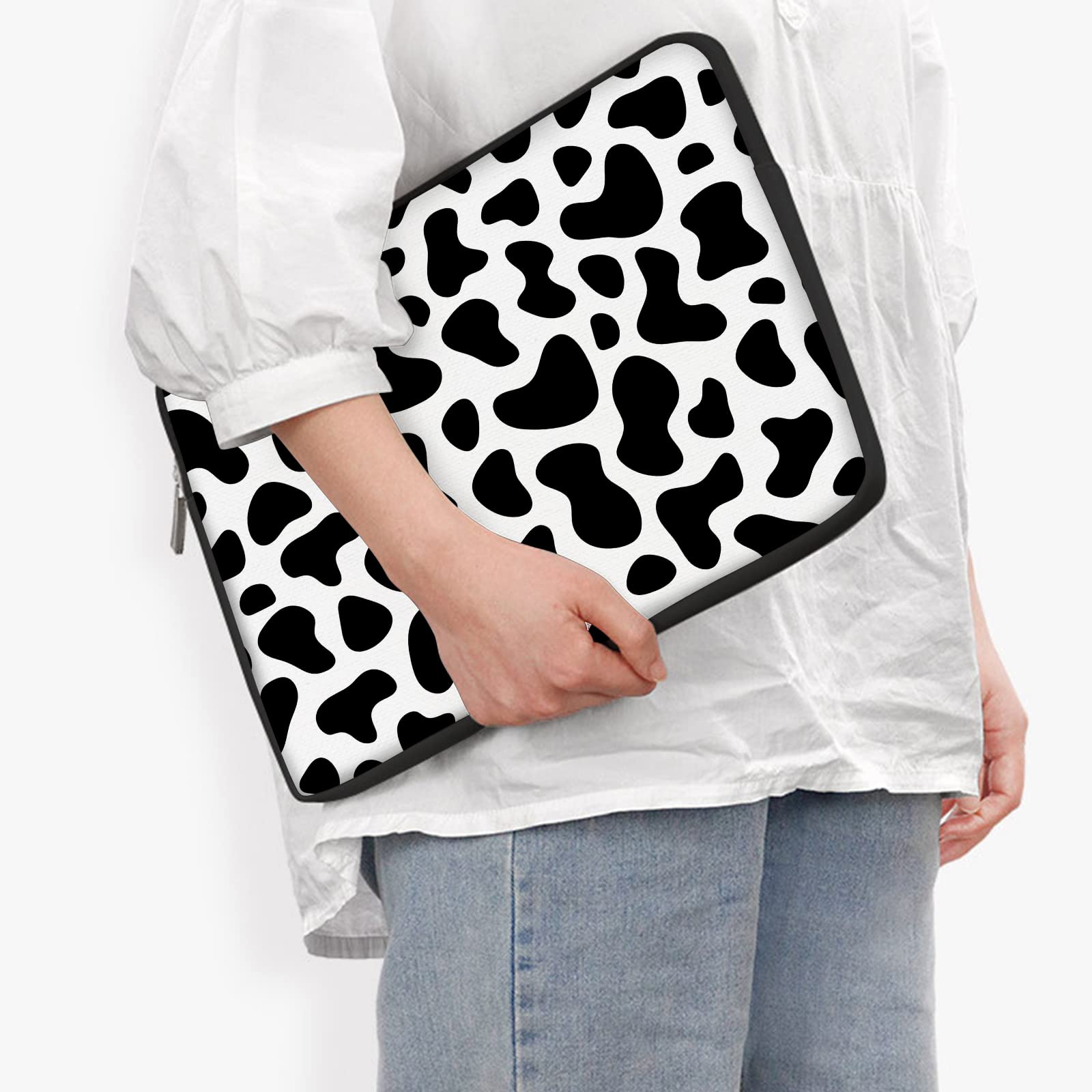 Cow Print Laptop Sleeve Case for 13-15 Inch Notebook - Durable Computer Cover Bag for MacBook, Dell, HP | Perfect for Work, School & Travel Protection