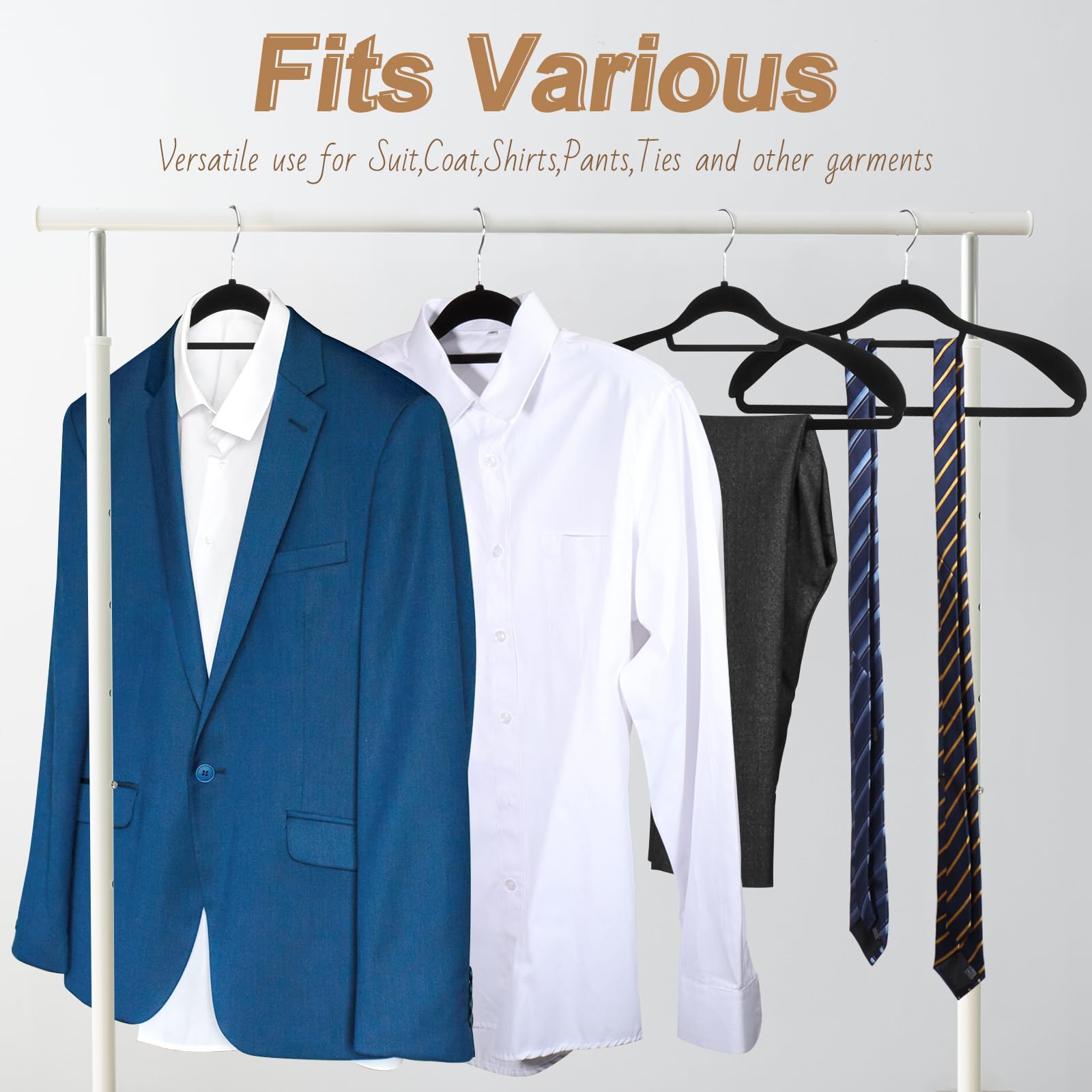 12 Pack Velvet Suit Hangers for Men with 360° Rotating Hooks - Space Saving Non-Slip Clothes Hangers for Dress, Pants, Shirts, Skirts & Ties - Perfect for Closet Organization & Wardrobe Storage