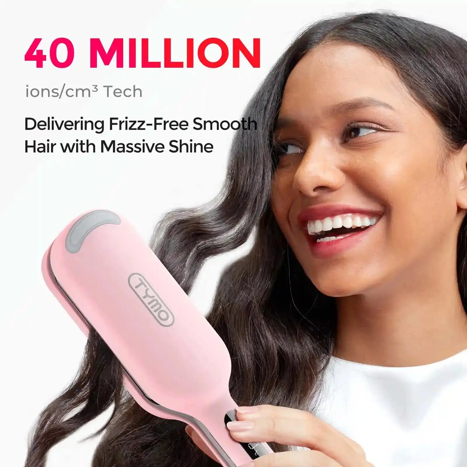 Tymo Rovy Hair Straightener Brush - Ionic Ceramic Flat Iron for Smooth & Shiny Hair, Fast Heating, Adjustable Temperature - Perfect for Home, Salon & Travel Styling