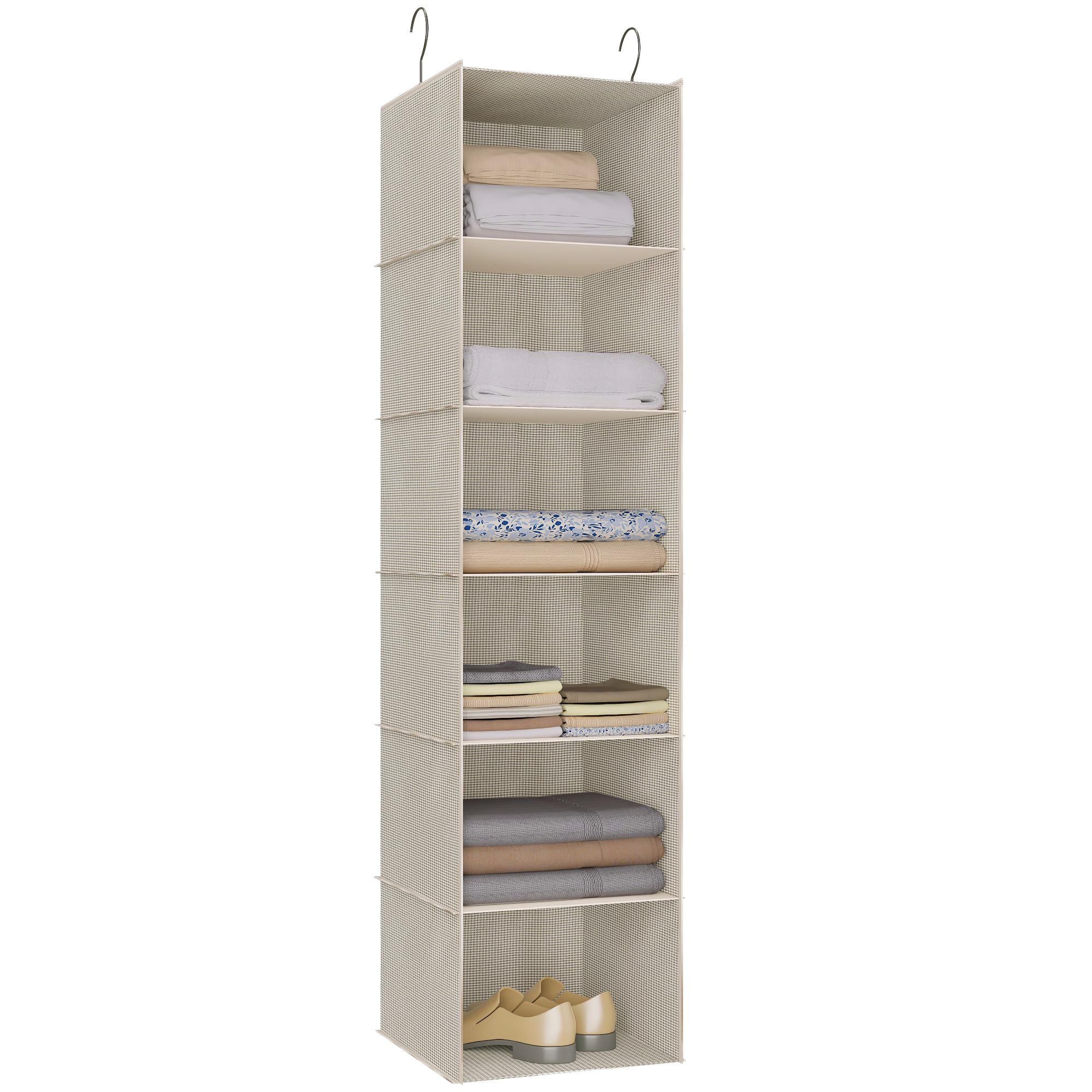 6-Shelf Hanging Closet Organizer for RV, Wardrobe & Nursery - Space Saving Storage Solution for Clothes, Linens & Baby Items - Perfect for Campers, Bedrooms & Small Spaces