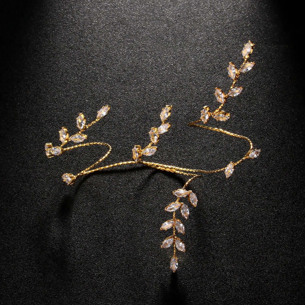 Elegant Marquise Leaf Hand Cuff Bracelet - WJ704 | Vintage Style Jewelry for Women, Perfect for Parties, Weddings & Special Occasions