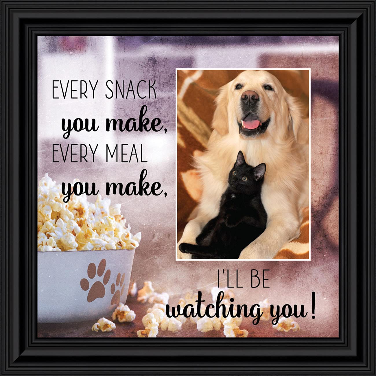 Crossroads Home Décor Dog Picture Frame with Snacks - Paw Print Wall Art for Pet Lovers - Perfect for Living Room, Bedroom, or Office Decor (6437B)