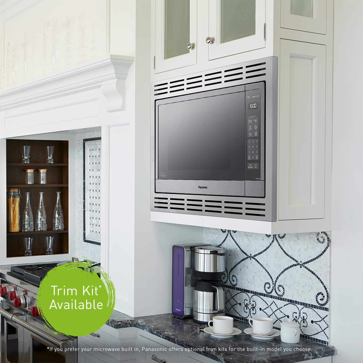 Panasonic NN-SN97JS Stainless Steel 2.2 cu.ft Countertop Microwave Oven with NN-TK922SS 27-inch Trim Kit - Perfect for Modern Kitchens, Small Spaces & Quick Meal Prep