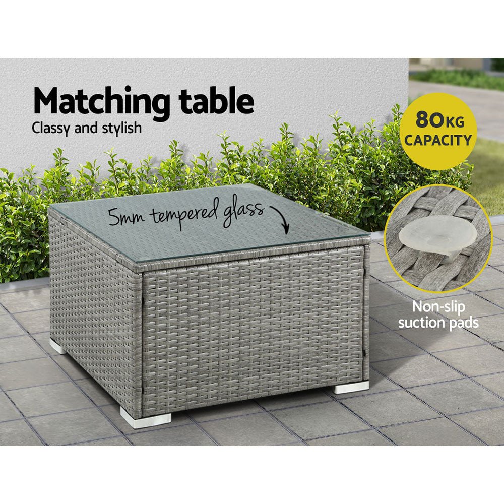 5-Piece Noosa Outdoor Wicker Patio Furniture Set - Grey Rattan Sofa Set for Backyard, Poolside & Garden Relaxation