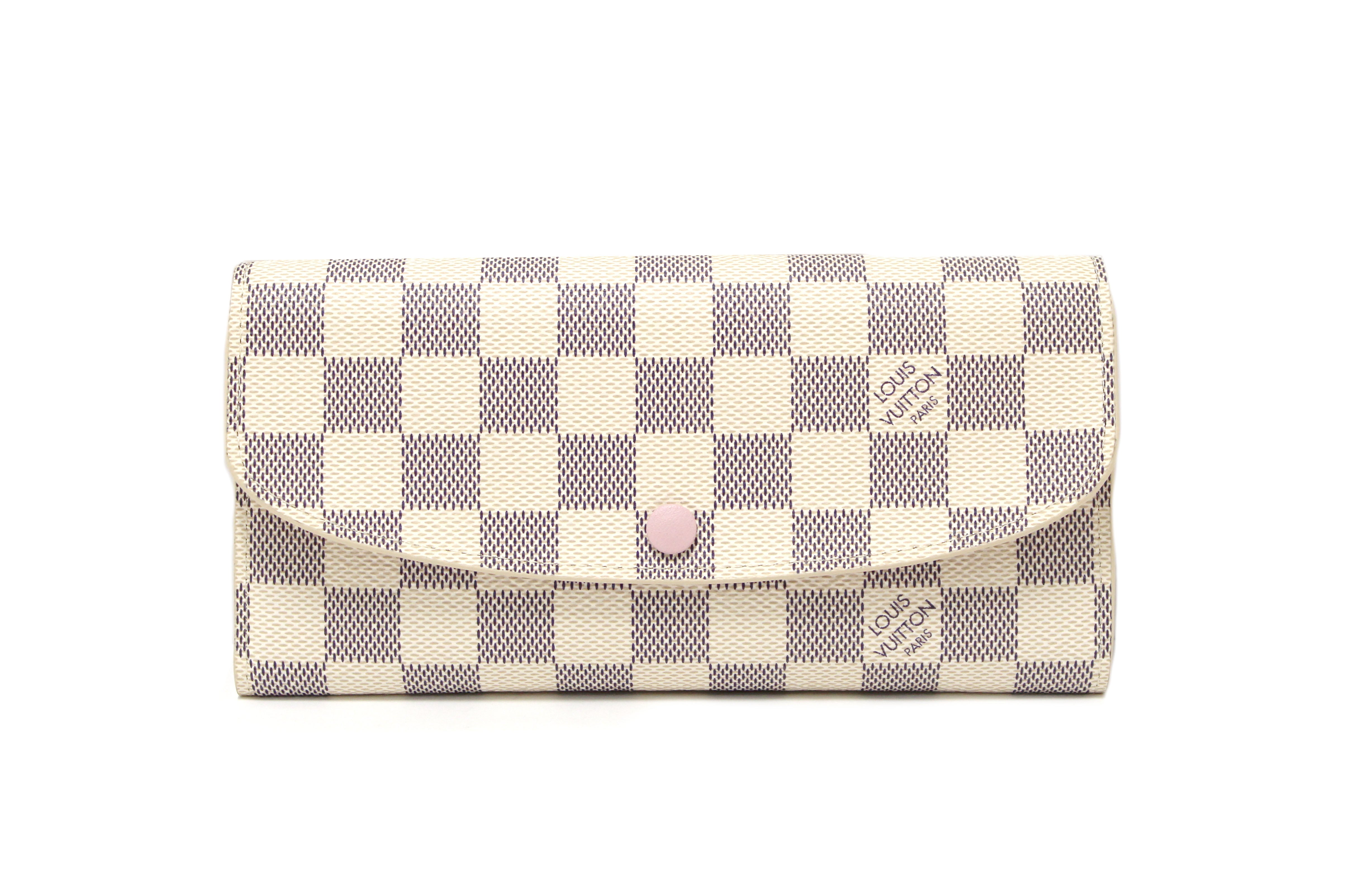 Authentic Louis Vuitton Damier Azur Canvas Emilie Wallet - Women's Designer Flap Wallet for Everyday Use & Luxury Gift Giving