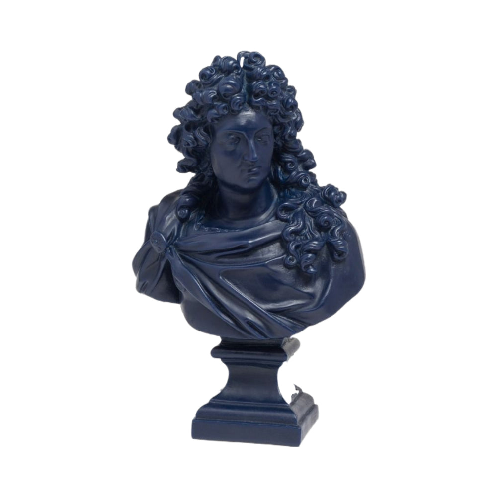 Louis XIV Bust Navy Blue Scented Candle - 35cm Tall Decorative Home Fragrance - Perfect for Living Room Decor, Dinner Parties & Luxury Gift Giving