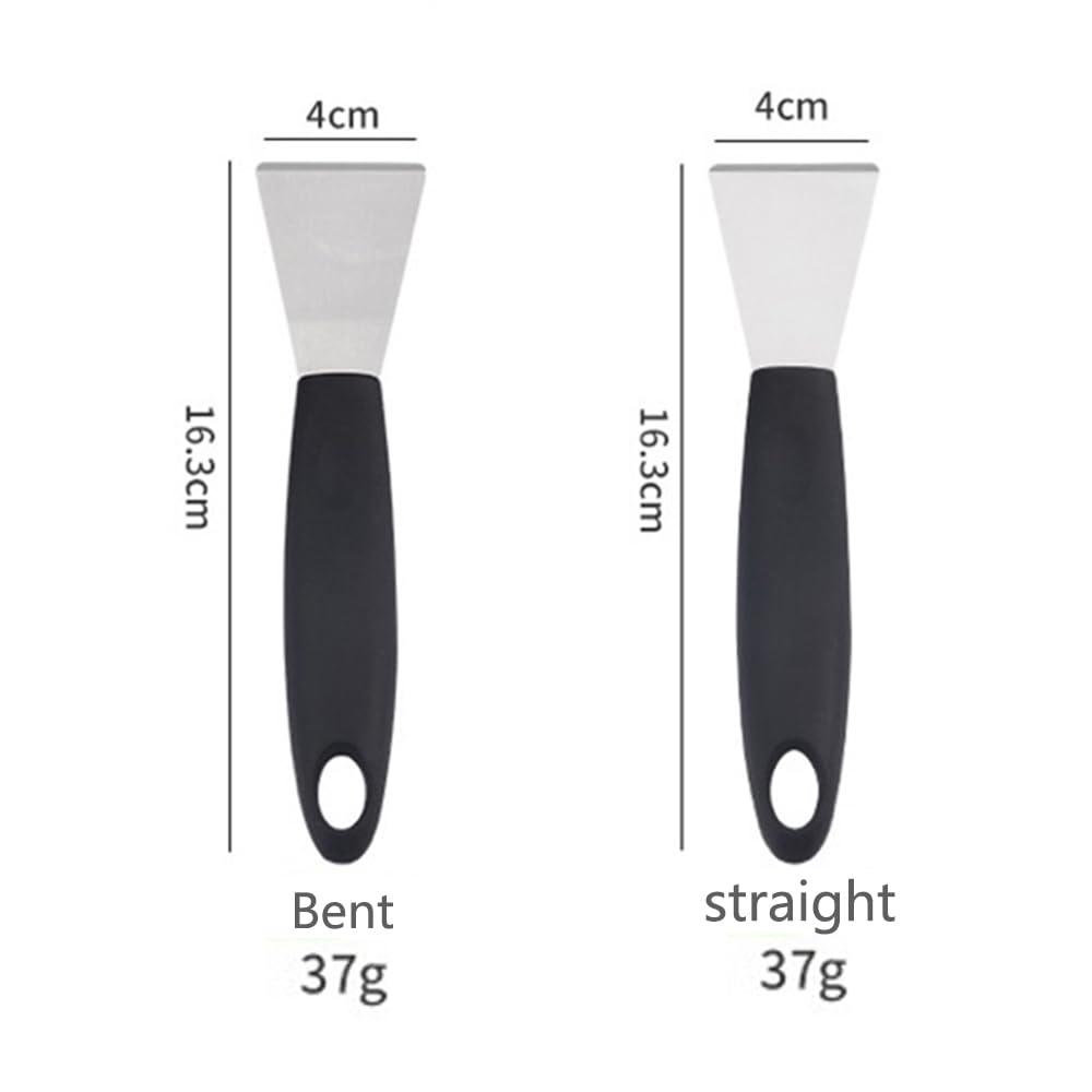 Stainless Steel Scraper Tool Set - 2-Piece Straight & Bent Scraper for Oven, Induction Hob, Stove Cleaning - Non-Scratch Kitchen Scraper for Paint, Wallpaper Removal - Perfect for Home Kitchen & DIY Projects