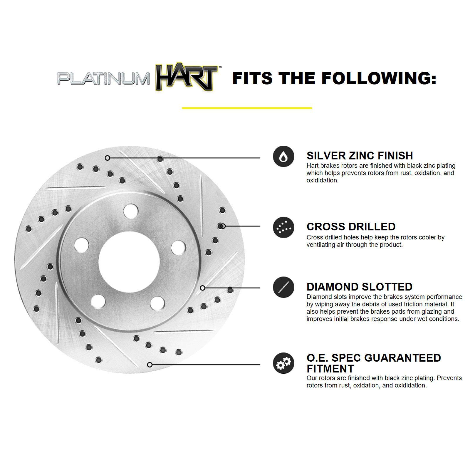 Hart Ceramic Brake Pads and Rotors Kit - Front & Rear Brake Set for 1997-2004 Mitsubishi Diamante | High-Performance Braking System for Smooth Stops | Perfect for City Driving, Highway Commuting & Daily Use | Enhances Safety in Stop-and-Go Traffic & Long-Distance Travel
