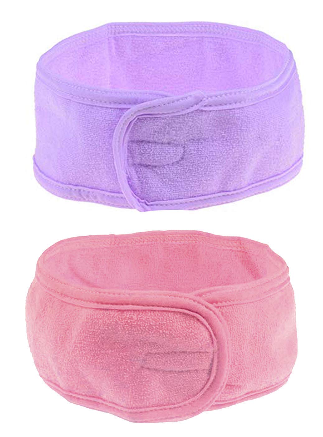 DEXO Adjustable Cotton Facial Headbands for Women & Men - Soft Stretchable Headband Set of 2 (Multicolor) - Perfect for Skincare, Hair Styling, Makeup & Spa Days