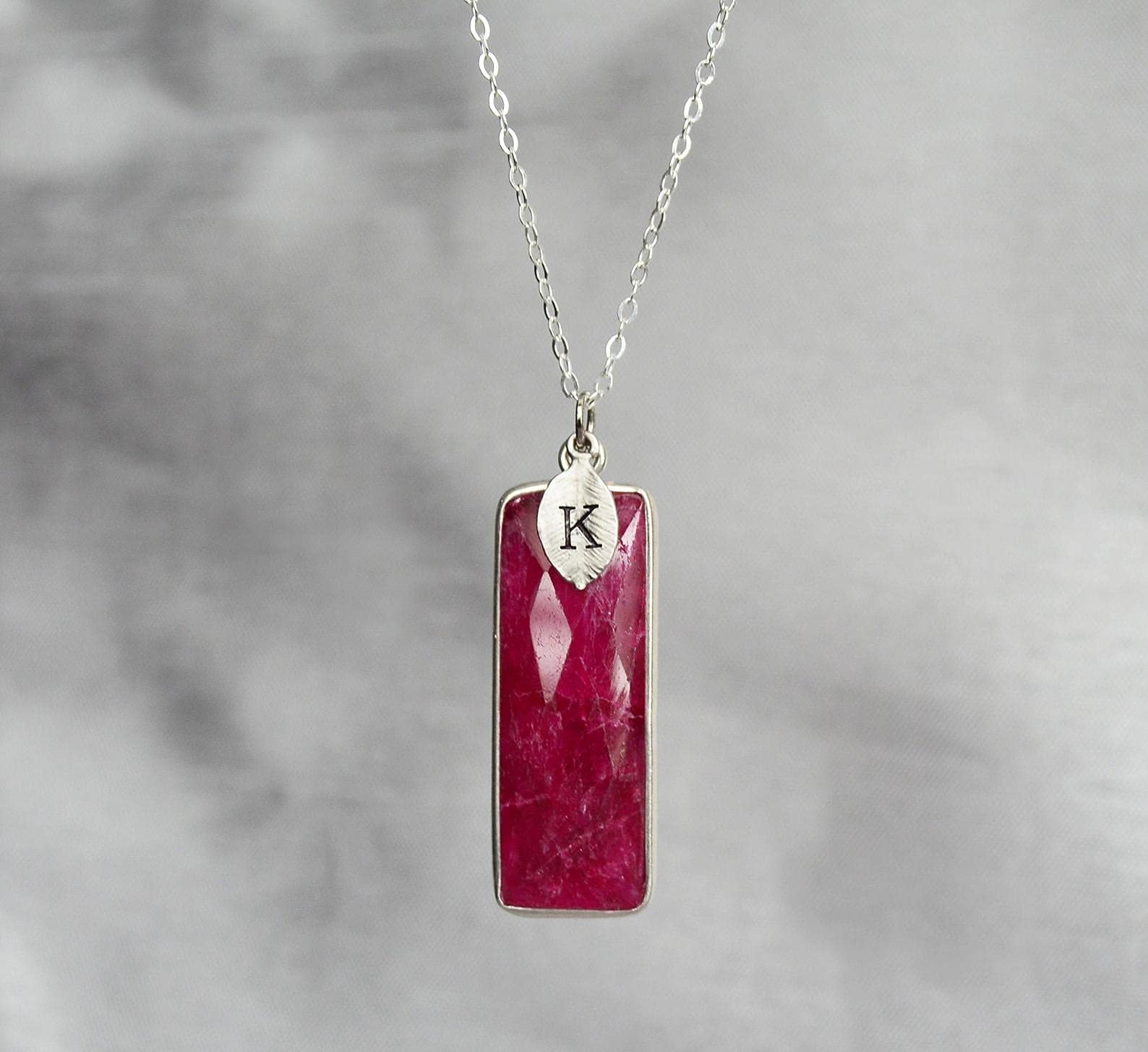 Ruby Necklace for Women - July Birthstone Jewelry with Ropada Stone in Sterling Silver or 18K Gold | Personalized Name Necklace, Elegant Bridesmaid Gift & Heartfelt Mom Necklace for Birthday, Anniversary & Special Occasions